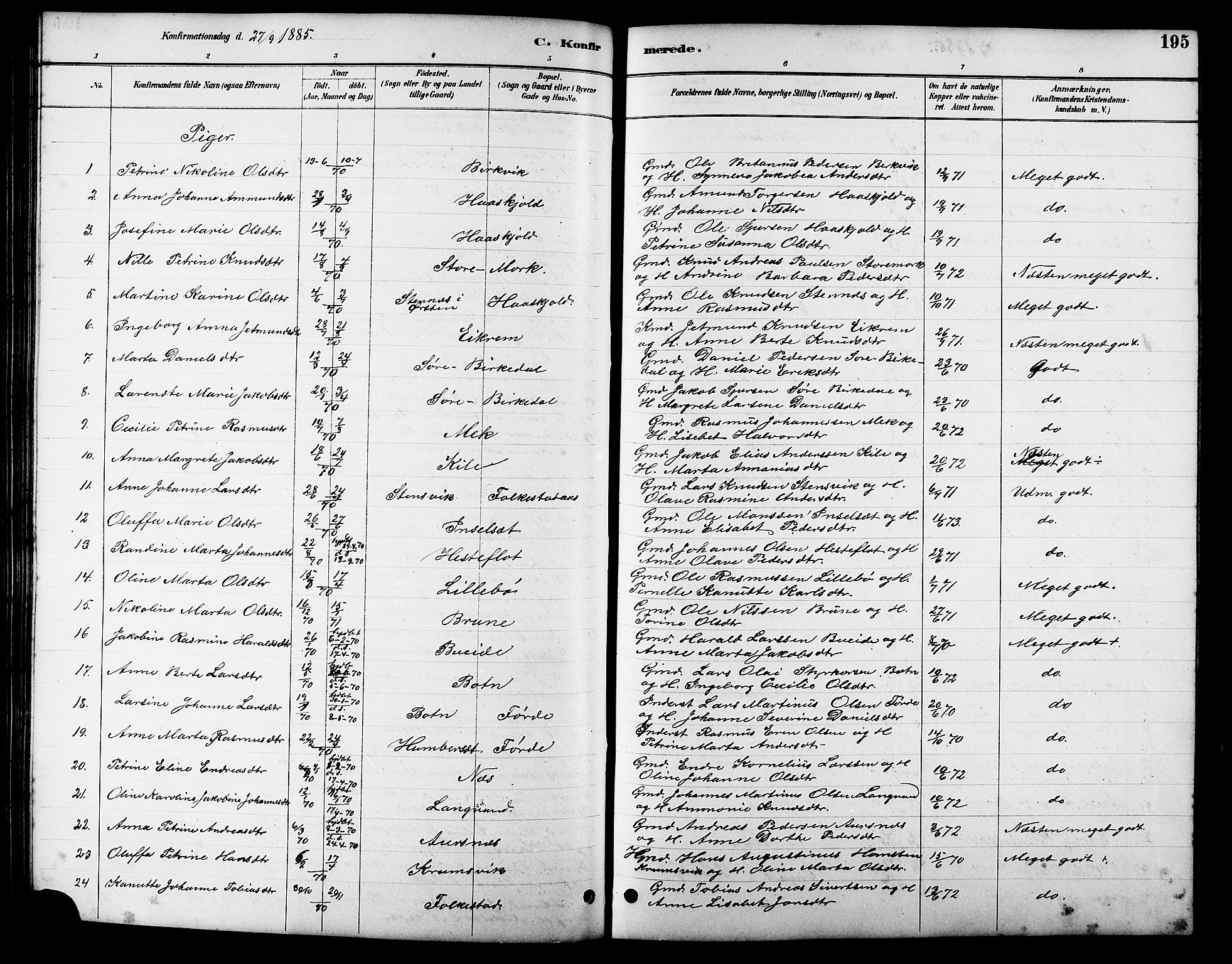 Ministerialprotokoller, klokkerbøker og fødselsregistre - Møre og Romsdal, AV/SAT-A-1454/511/L0158: Parish register (copy) no. 511C04, 1884-1903, p. 195