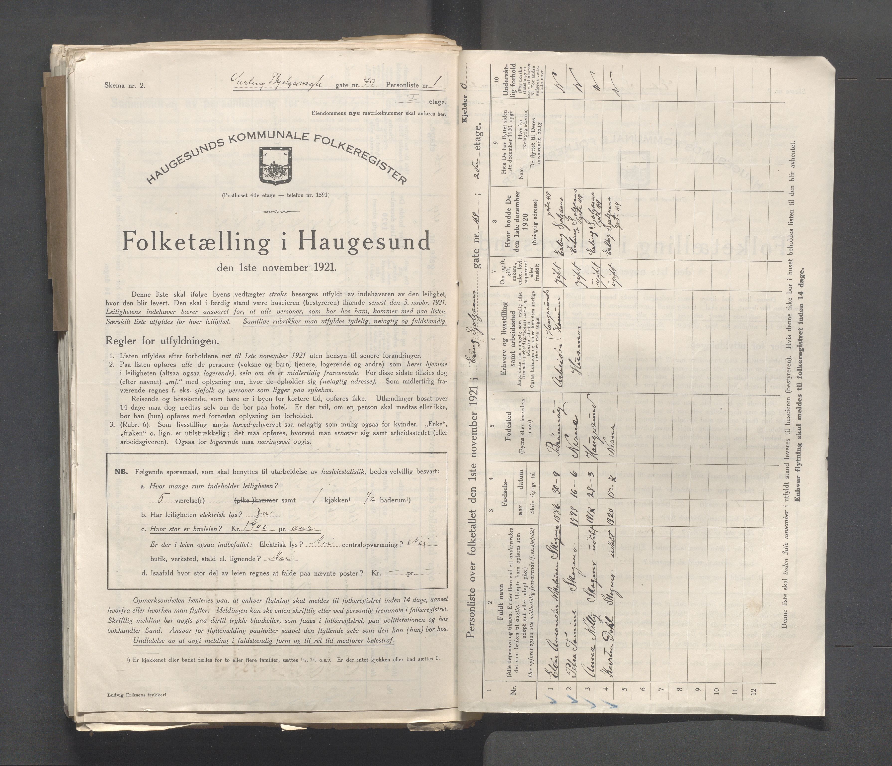 IKAR, Local census 1.11.1921 for Haugesund, 1921, p. 788