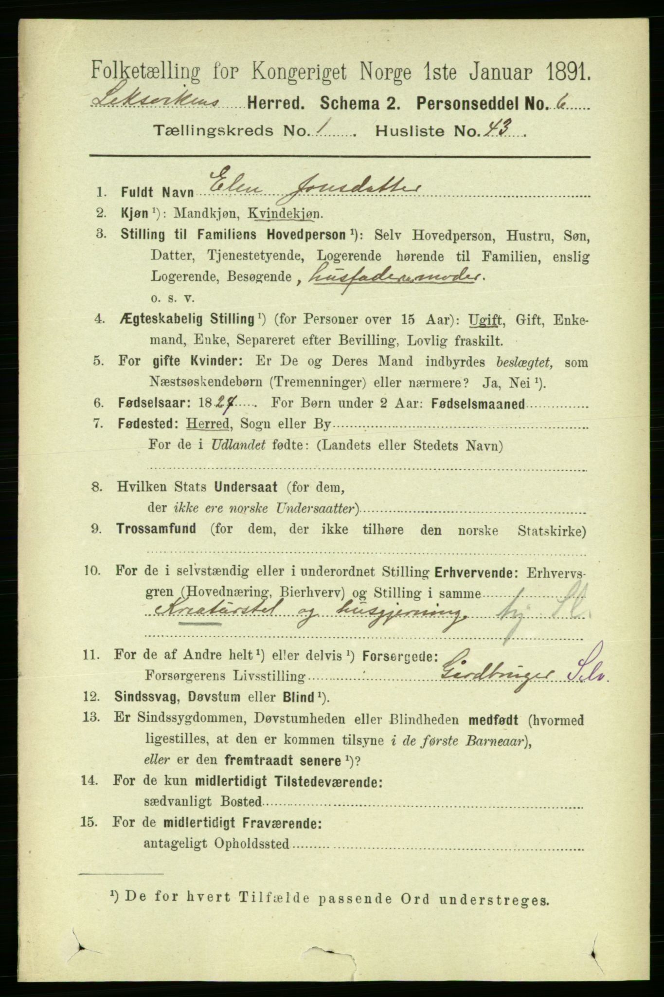 RA, 1891 census for 1718 Leksvik, 1891, p. 387