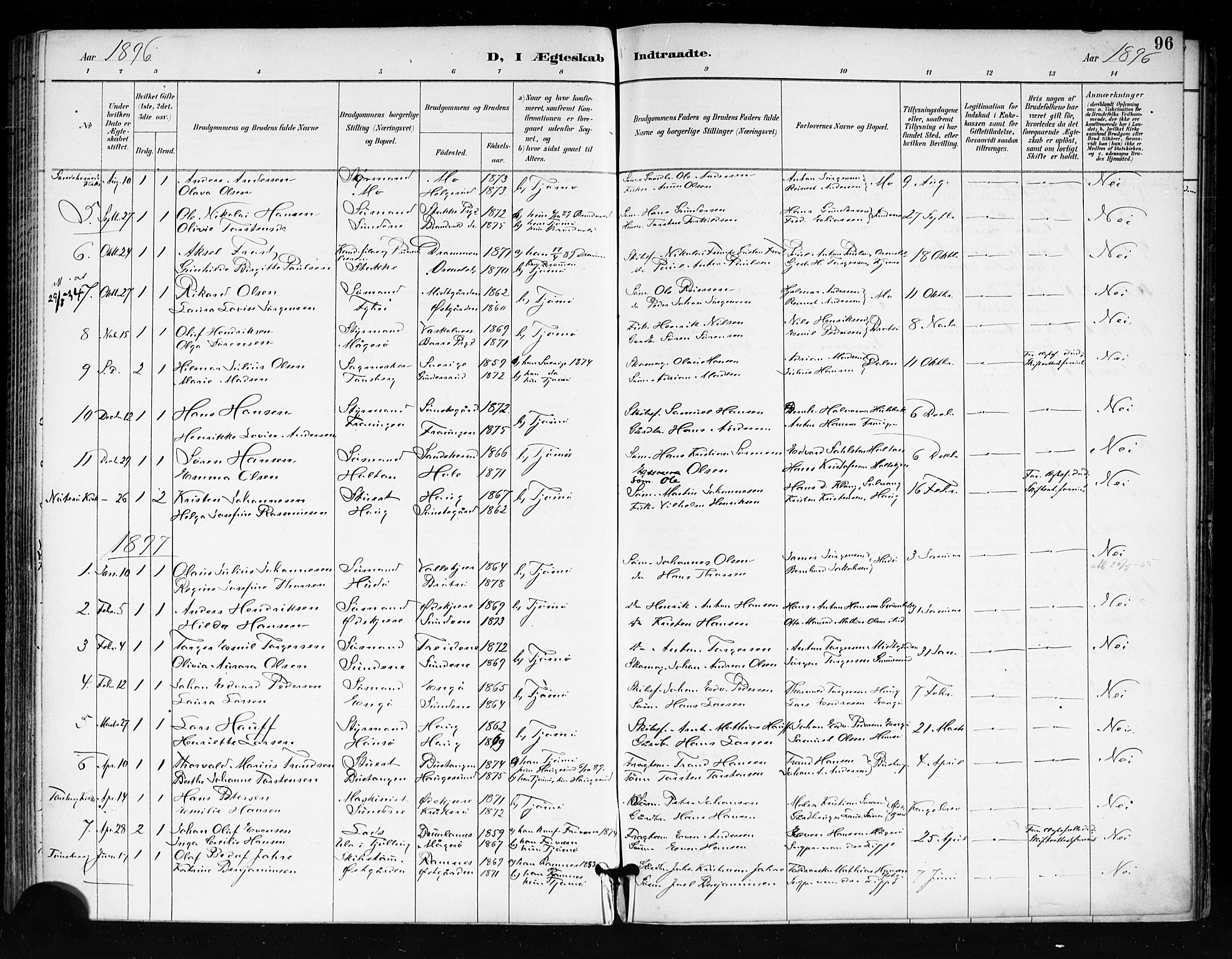 Tjøme kirkebøker, SAKO/A-328/F/Fa/L0003: Parish register (official) no. 3, 1891-1900, p. 96