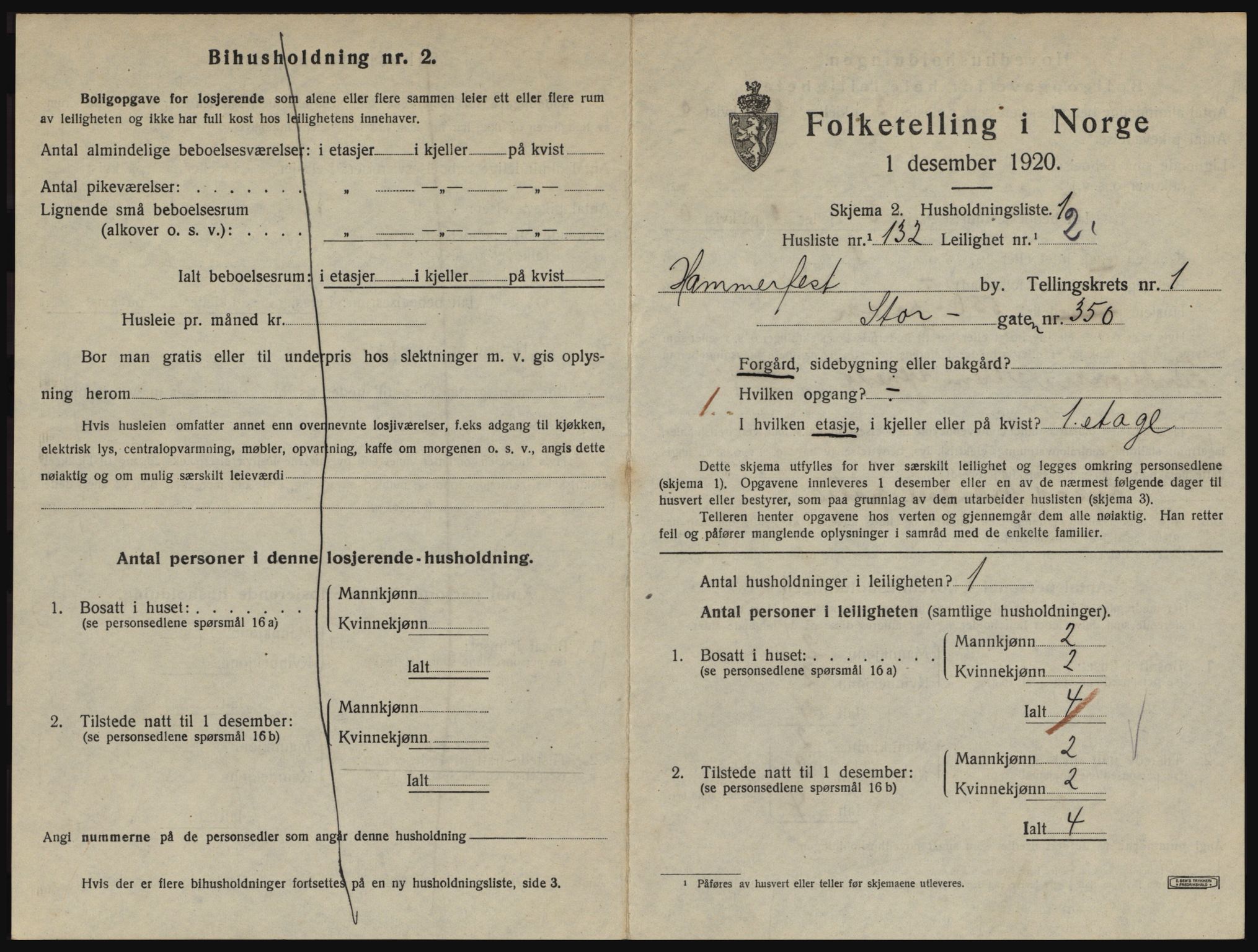 SATØ, 1920 census for Hammerfest, 1920, p. 1436