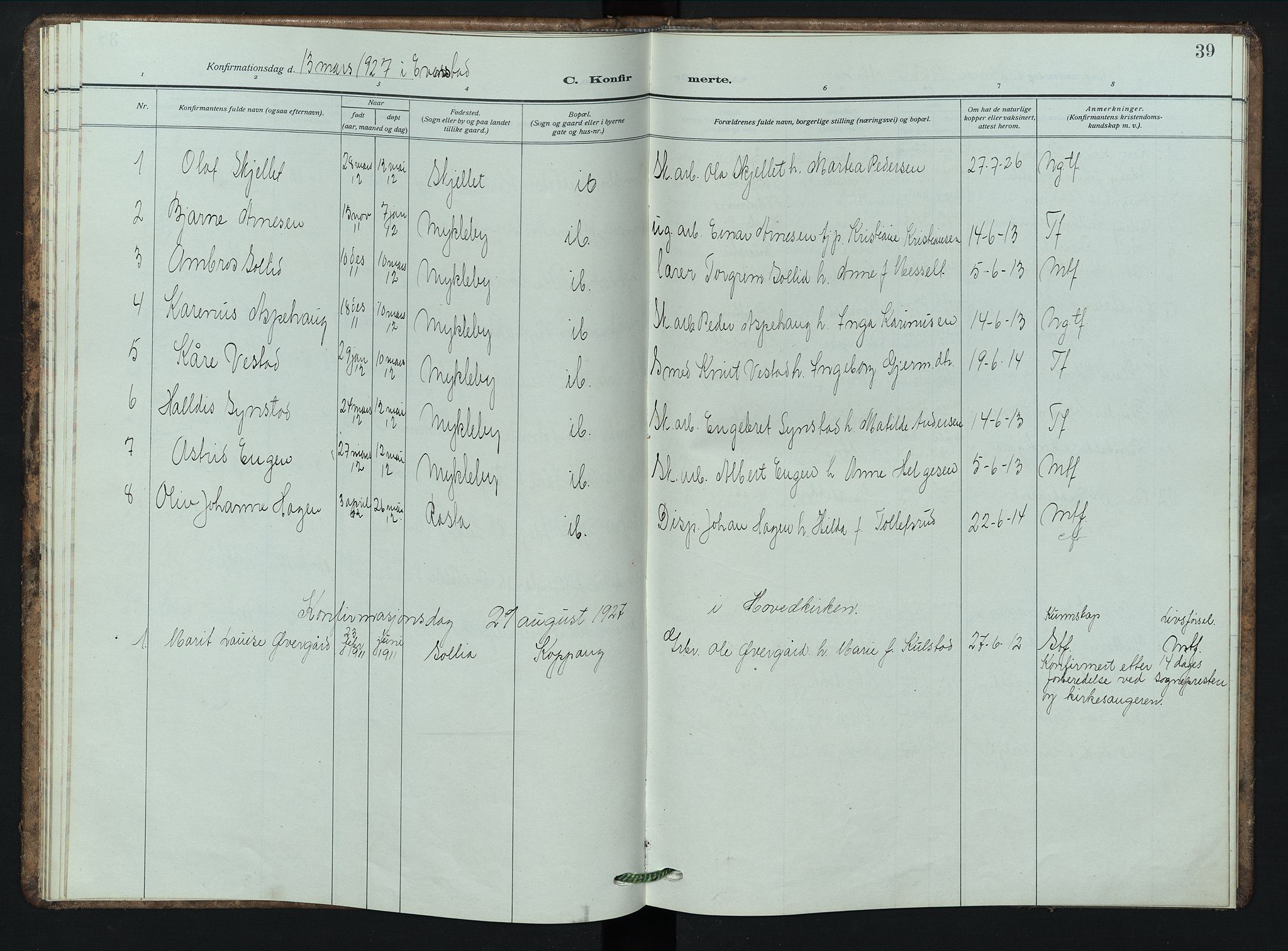 Stor-Elvdal prestekontor, AV/SAH-PREST-052/H/Ha/Hab/L0006: Parish register (copy) no. 6, 1921-1948, p. 39