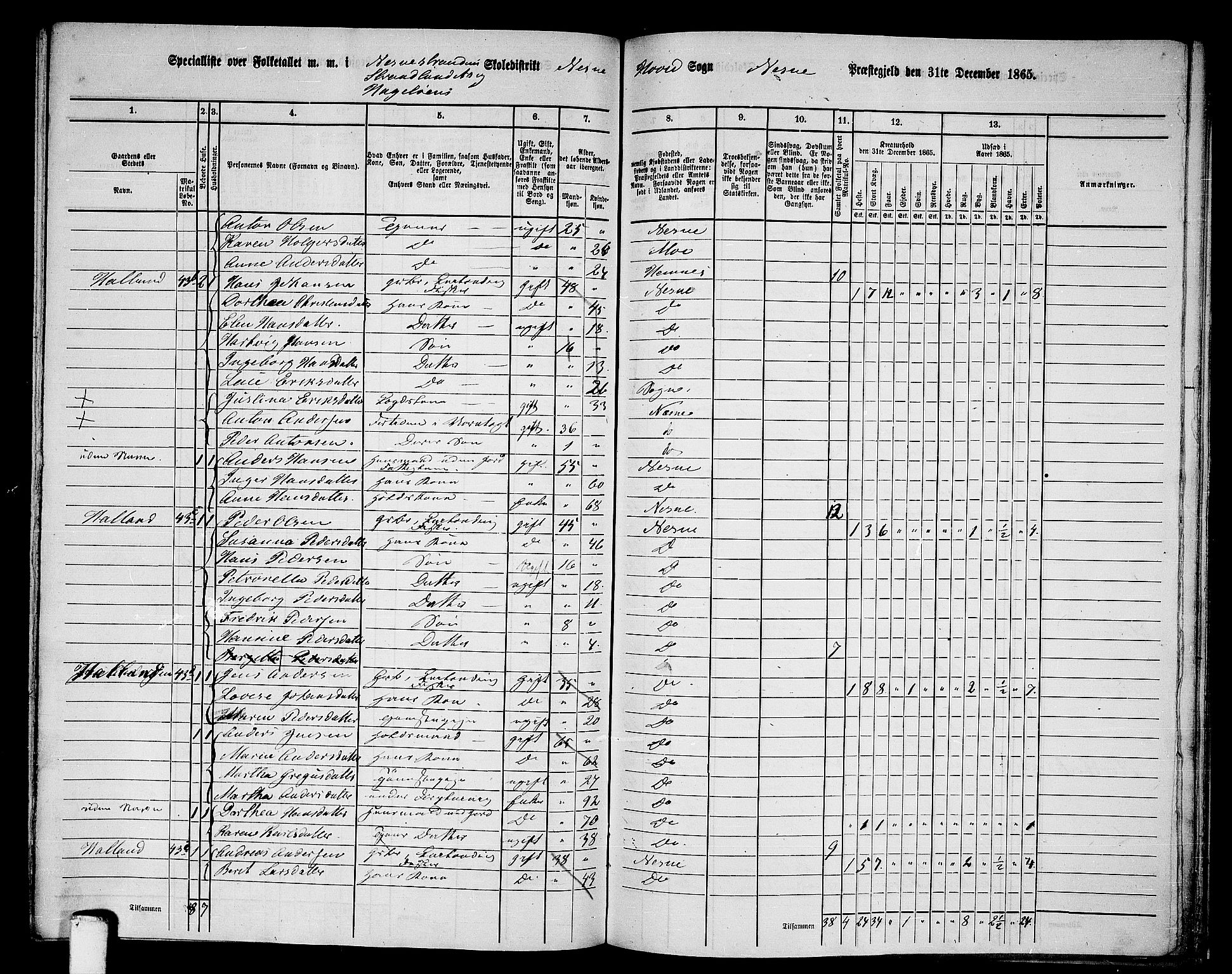 RA, 1865 census for Nesna, 1865, p. 140