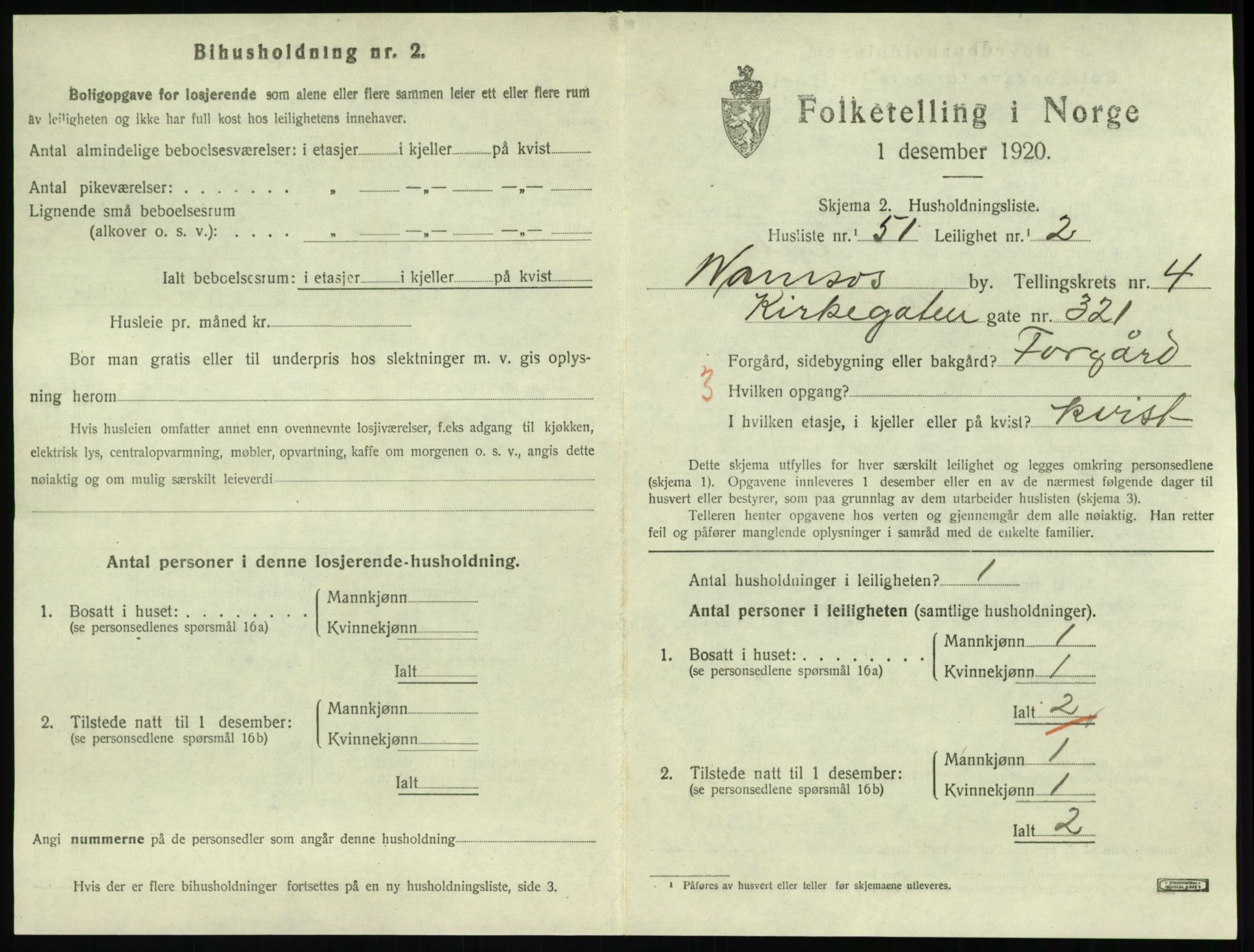 SAT, 1920 census for Namsos, 1920, p. 1591