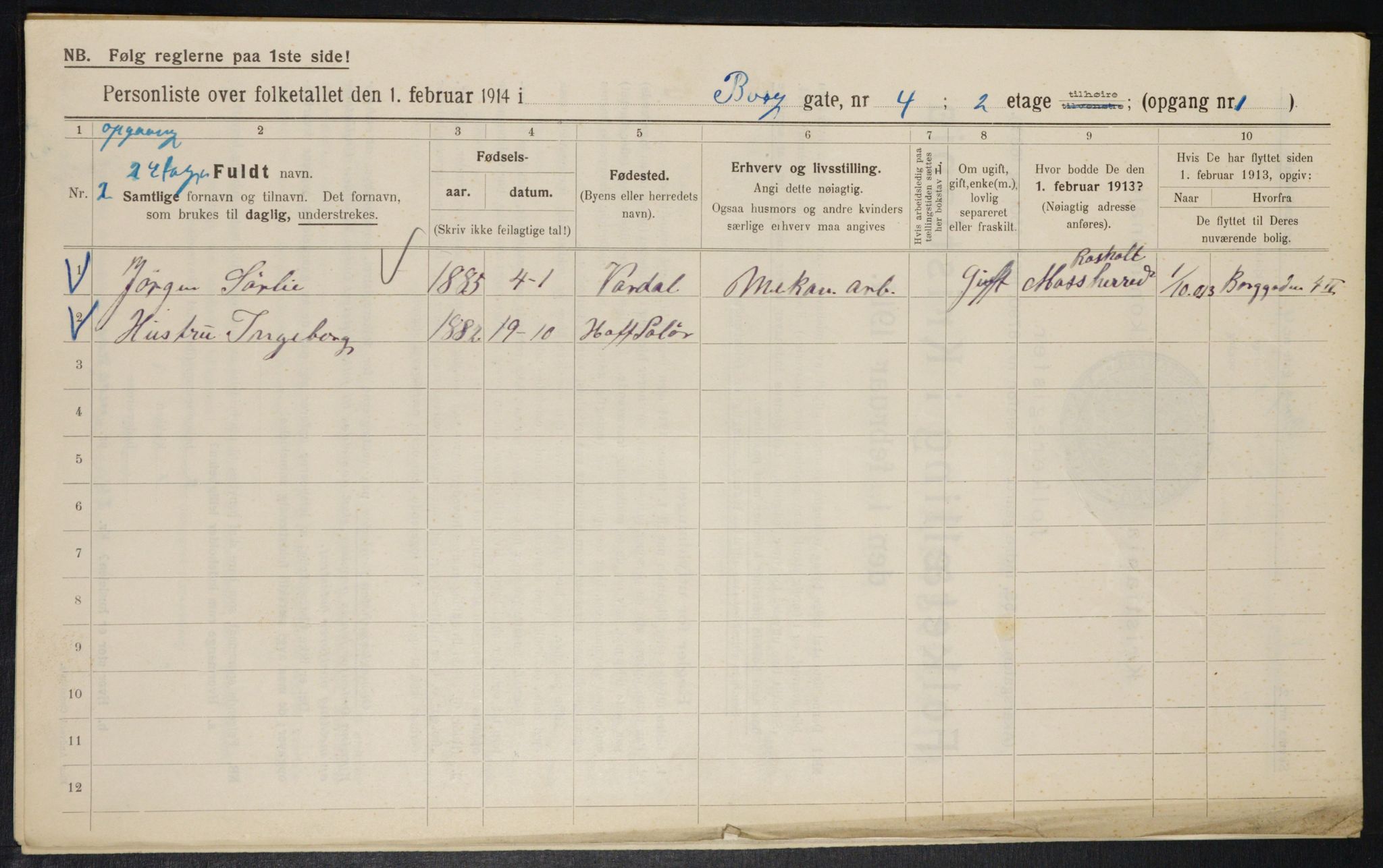 OBA, Municipal Census 1914 for Kristiania, 1914, p. 7706