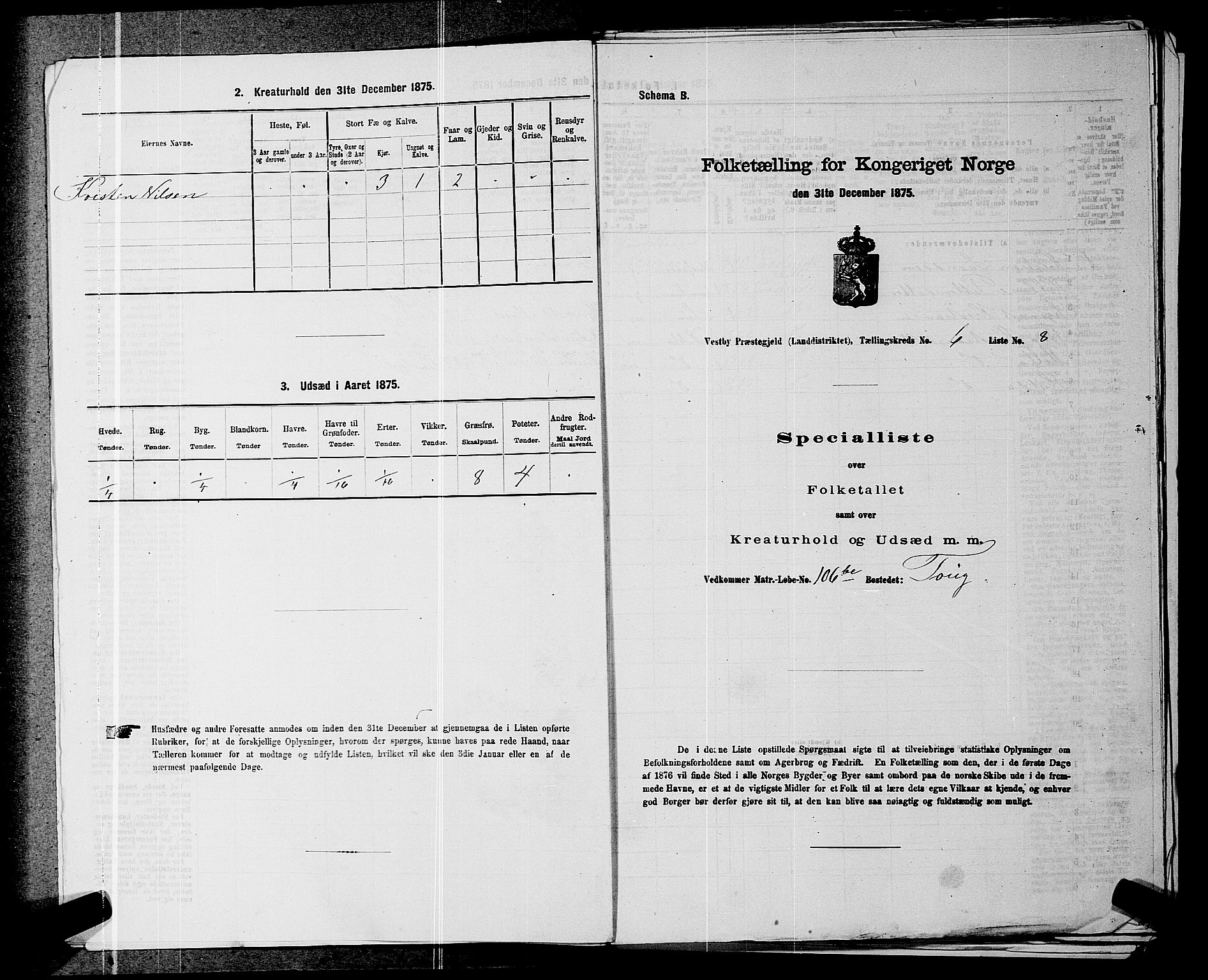 RA, 1875 census for 0211L Vestby/Vestby, Garder og Såner, 1875, p. 902