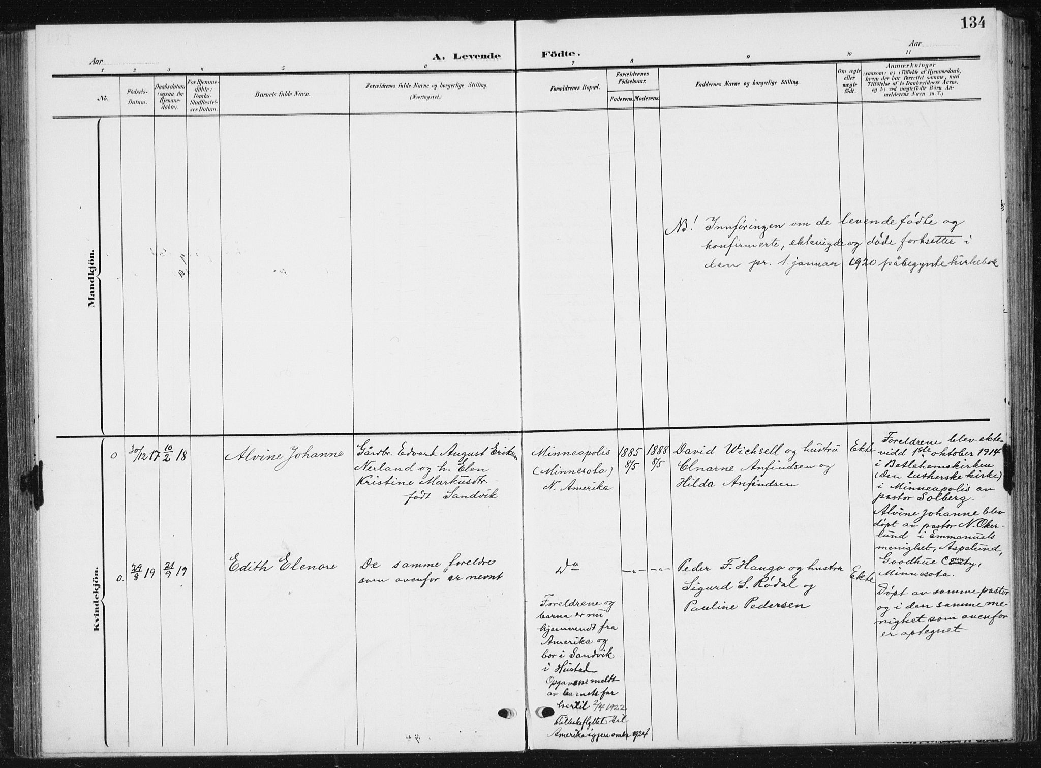 Ministerialprotokoller, klokkerbøker og fødselsregistre - Møre og Romsdal, AV/SAT-A-1454/567/L0784: Parish register (copy) no. 567C04, 1903-1938, p. 134