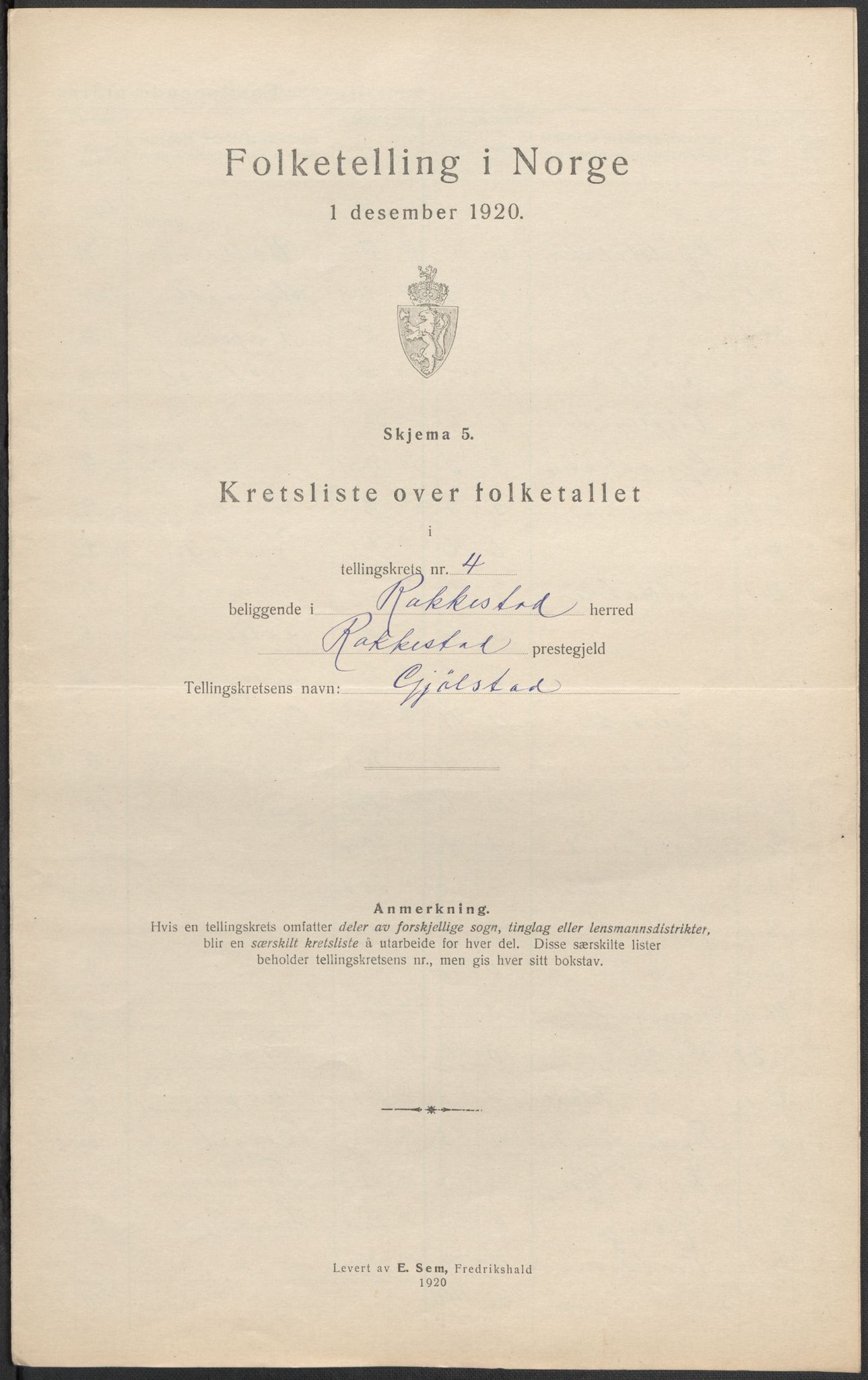 SAO, 1920 census for Rakkestad, 1920, p. 17