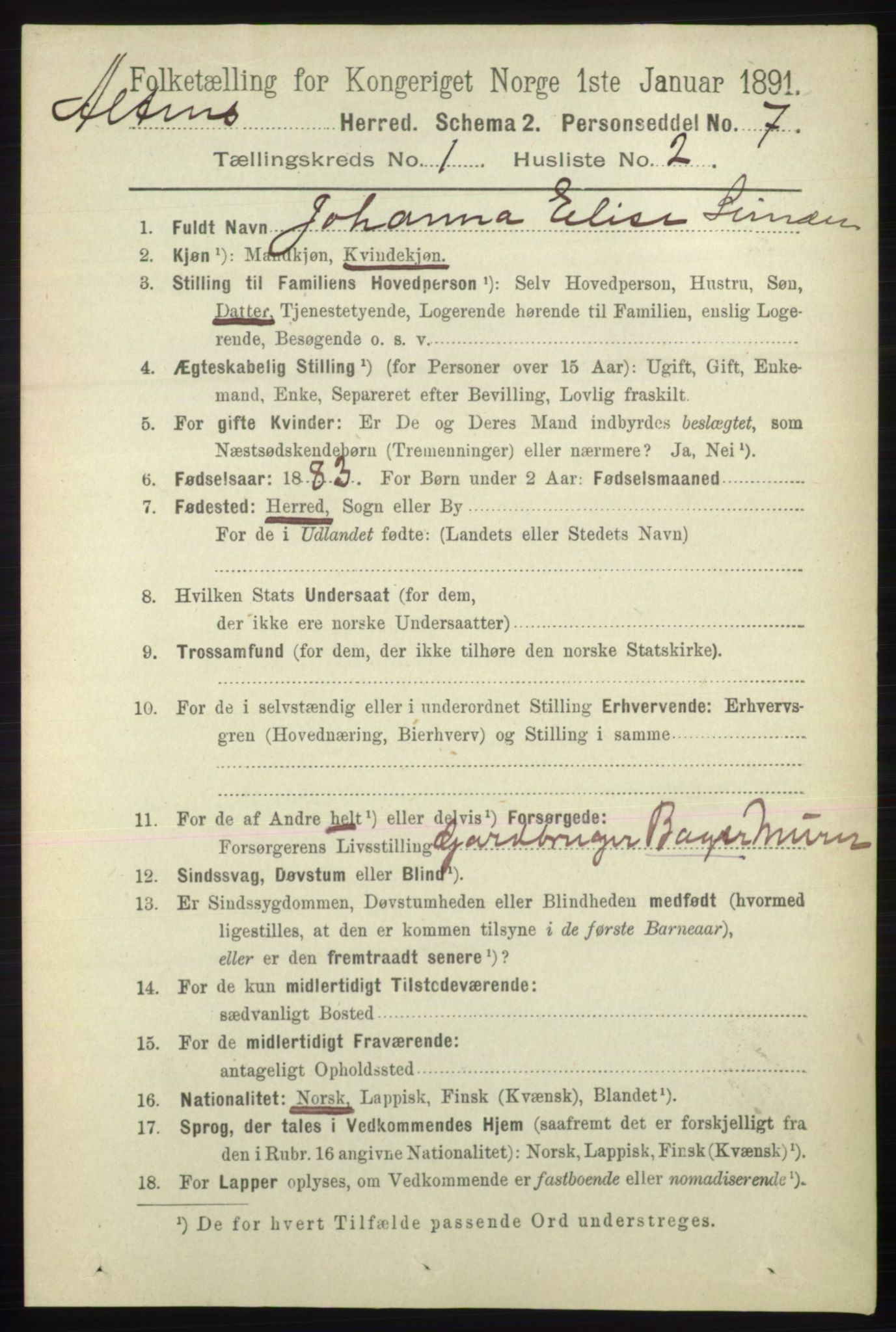 RA, 1891 census for 2012 Alta, 1891, p. 102