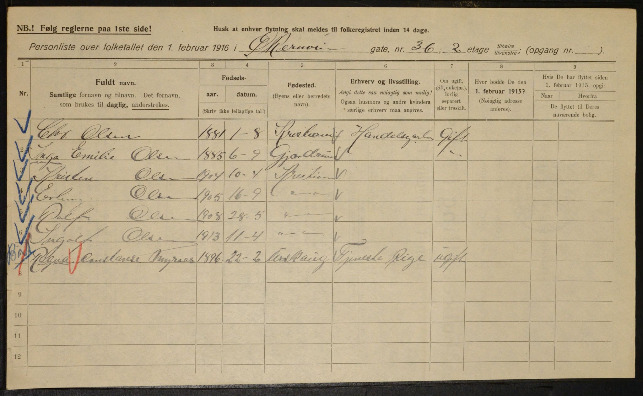 OBA, Municipal Census 1916 for Kristiania, 1916, p. 132591