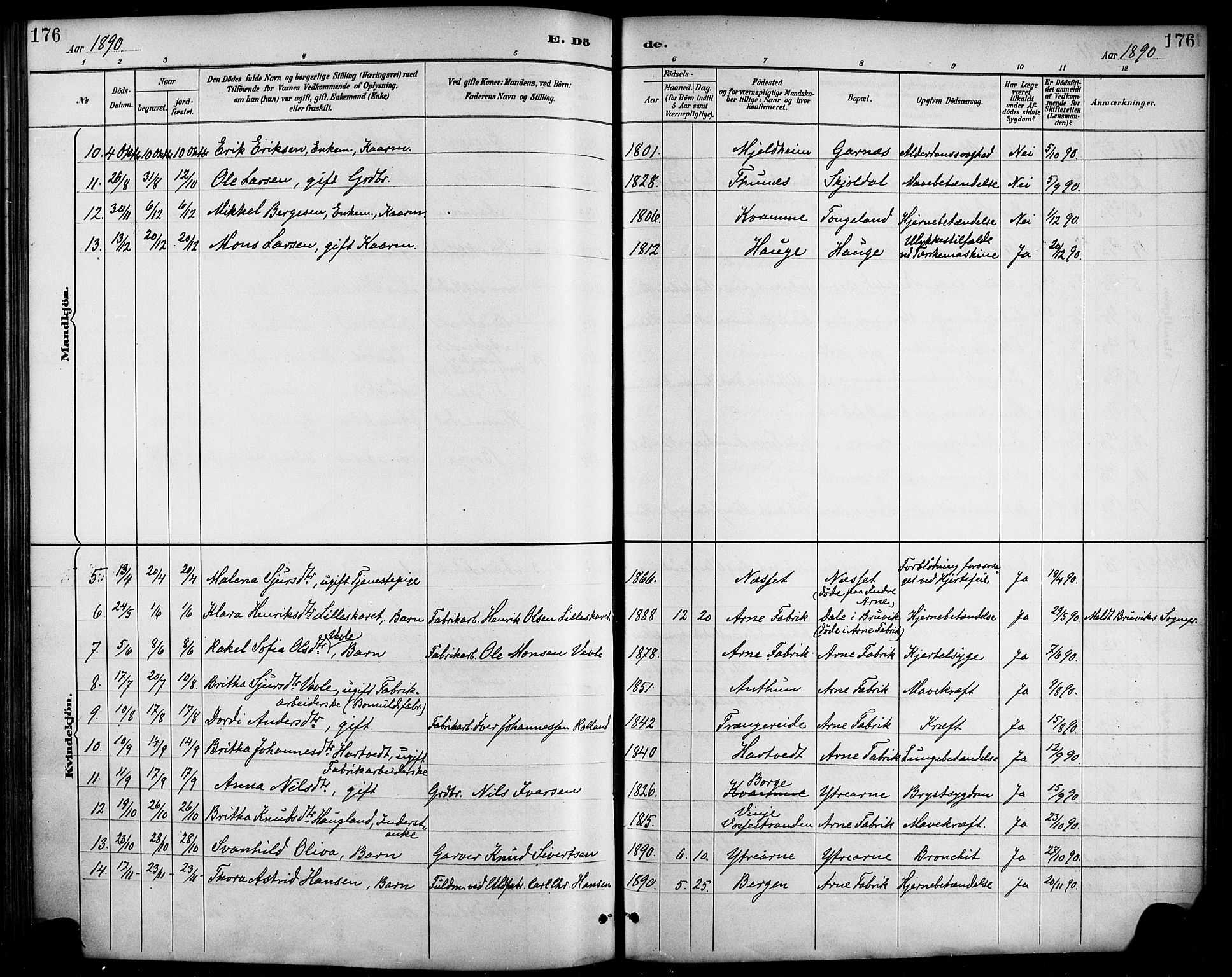 Haus sokneprestembete, AV/SAB-A-75601/H/Haa/Haad/L0001: Parish register (official) no. D 1, 1887-1898, p. 176