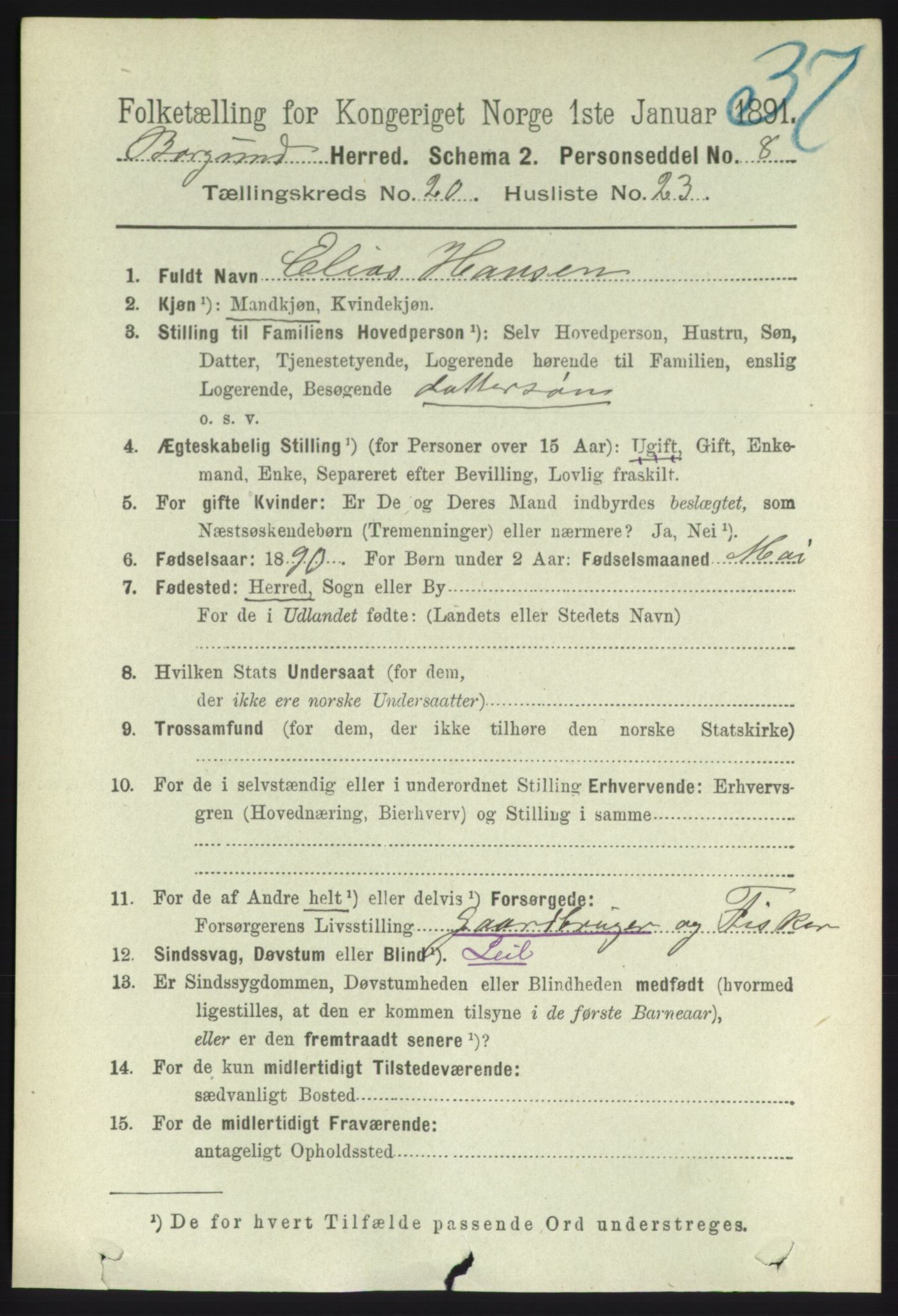 RA, 1891 census for 1531 Borgund, 1891, p. 6293