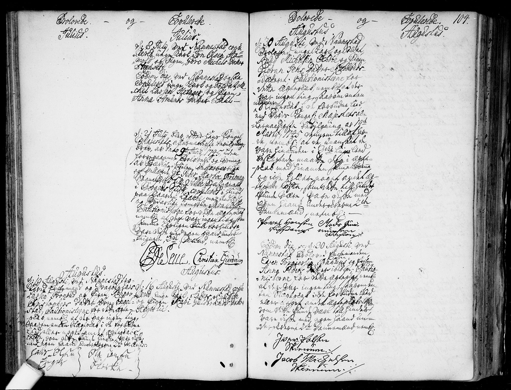 Nannestad prestekontor Kirkebøker, SAO/A-10414a/F/Fa/L0006: Parish register (official) no. I 6, 1739-1754, p. 104