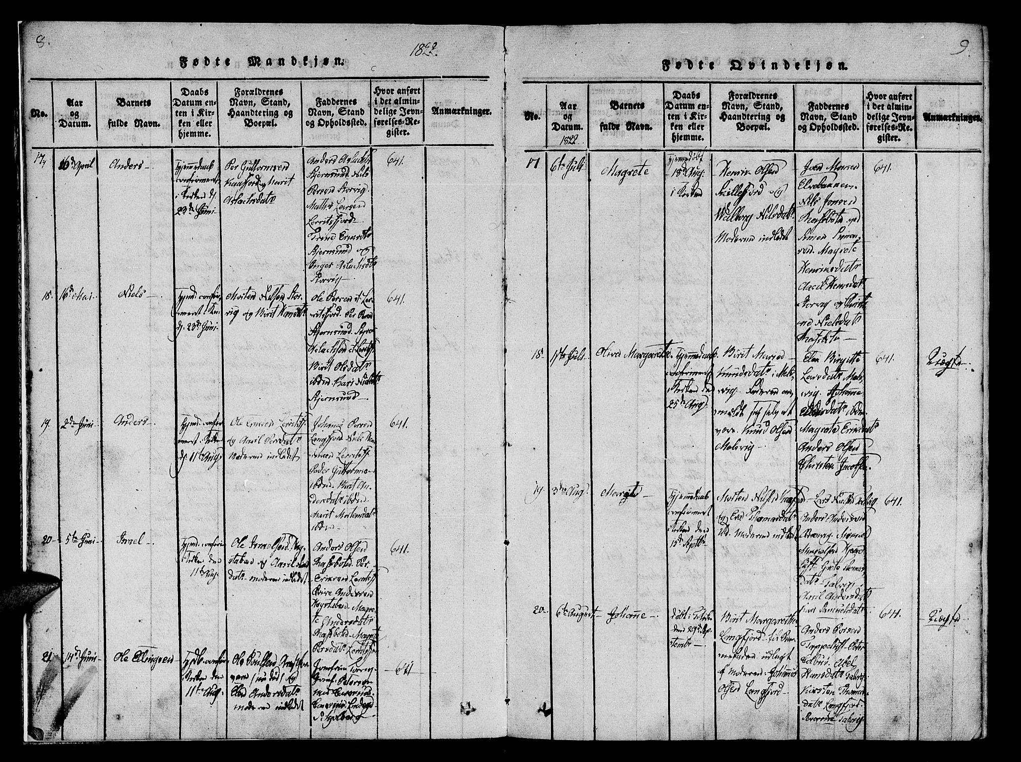 Talvik sokneprestkontor, AV/SATØ-S-1337/H/Ha/L0008kirke: Parish register (official) no. 8, 1821-1837, p. 8-9