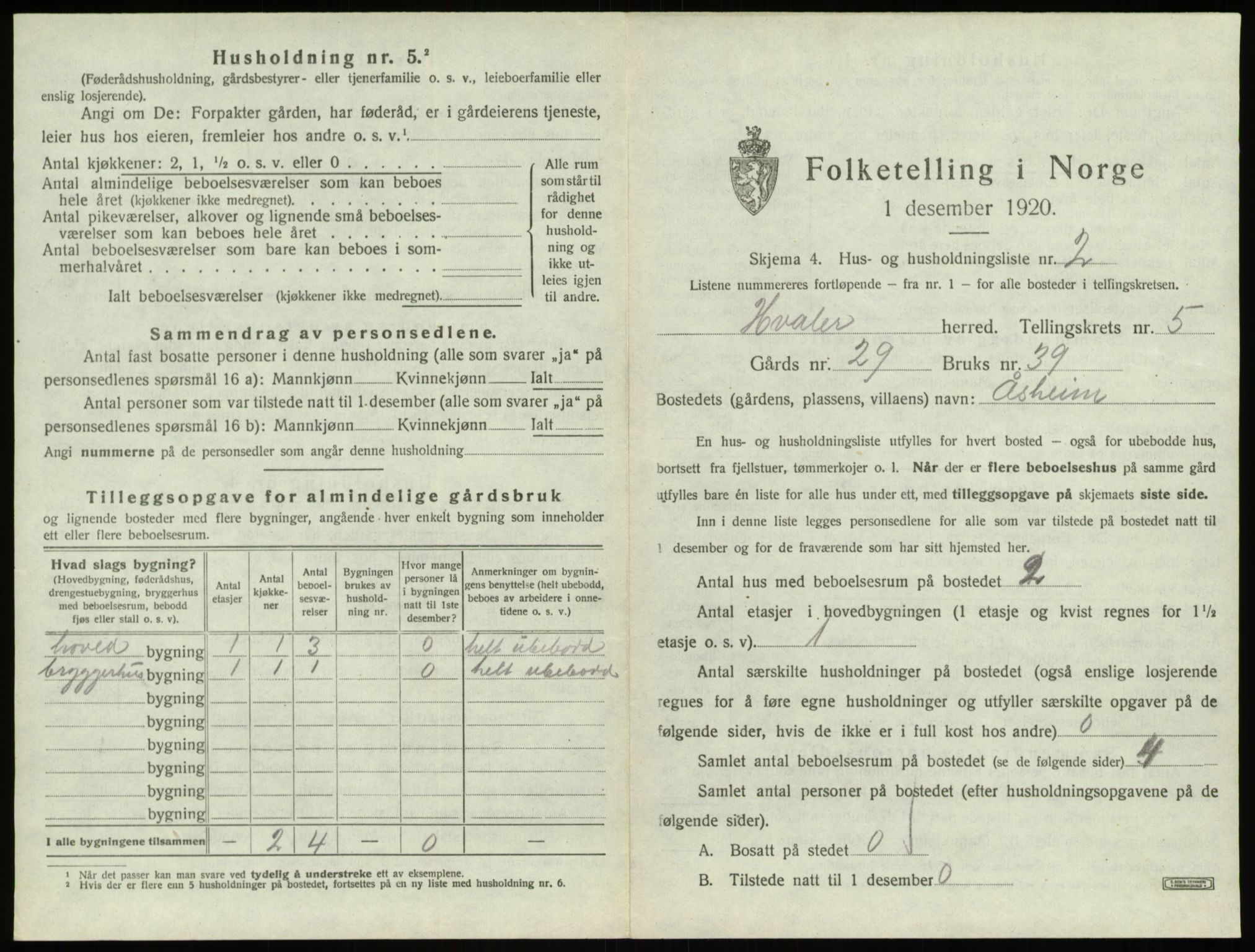 SAO, 1920 census for Hvaler, 1920, p. 842