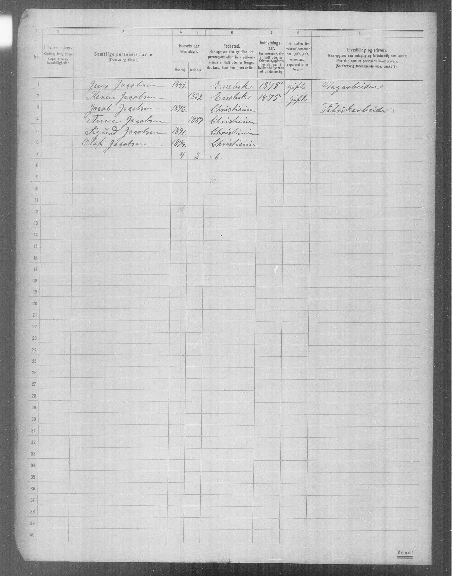 OBA, Municipal Census 1904 for Kristiania, 1904, p. 23711