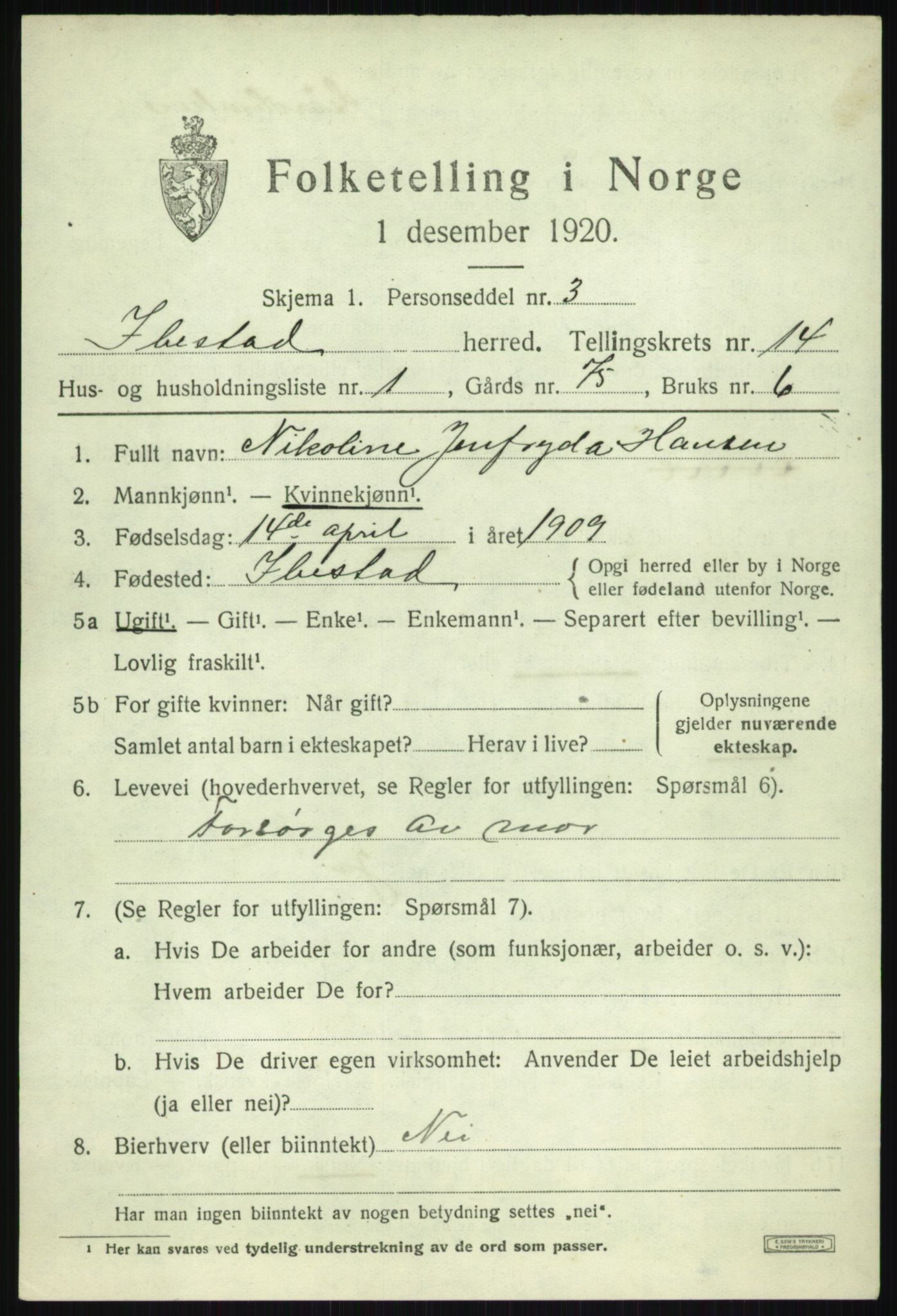 SATØ, 1920 census for Ibestad, 1920, p. 6997