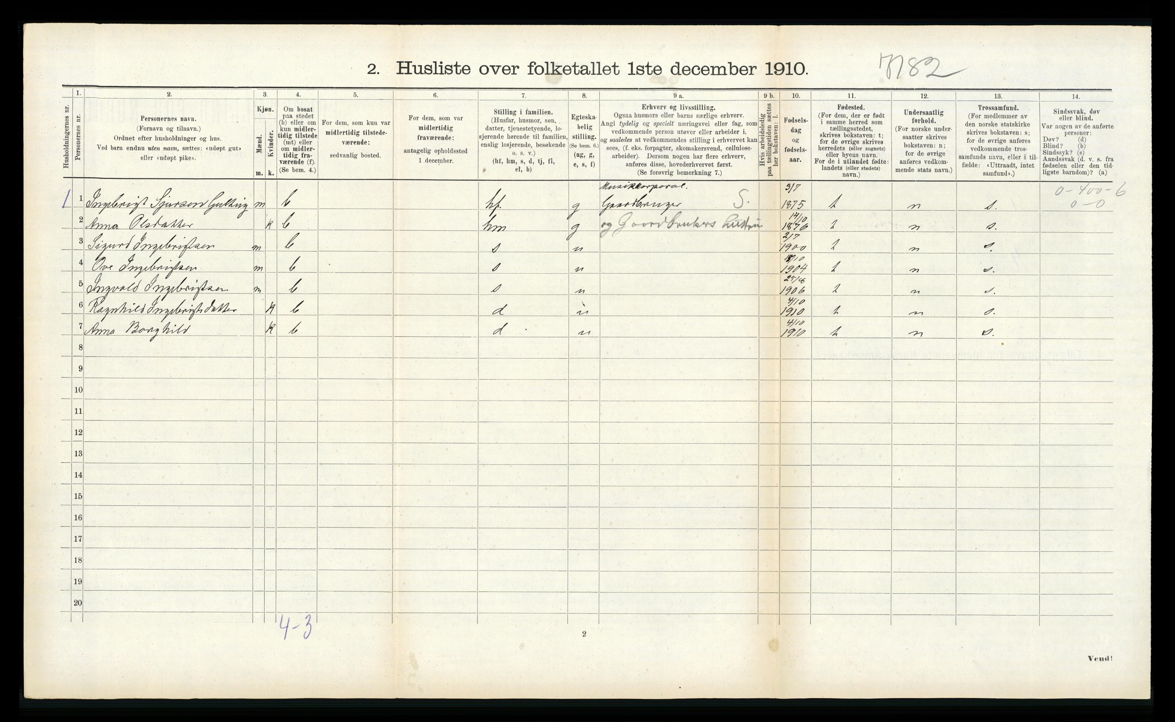 RA, 1910 census for Vik, 1910, p. 418