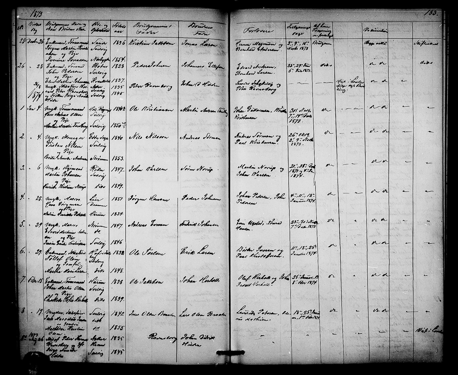 Strømm kirkebøker, AV/SAKO-A-322/G/Ga/L0001: Parish register (copy) no. I 1, 1861-1885, p. 183