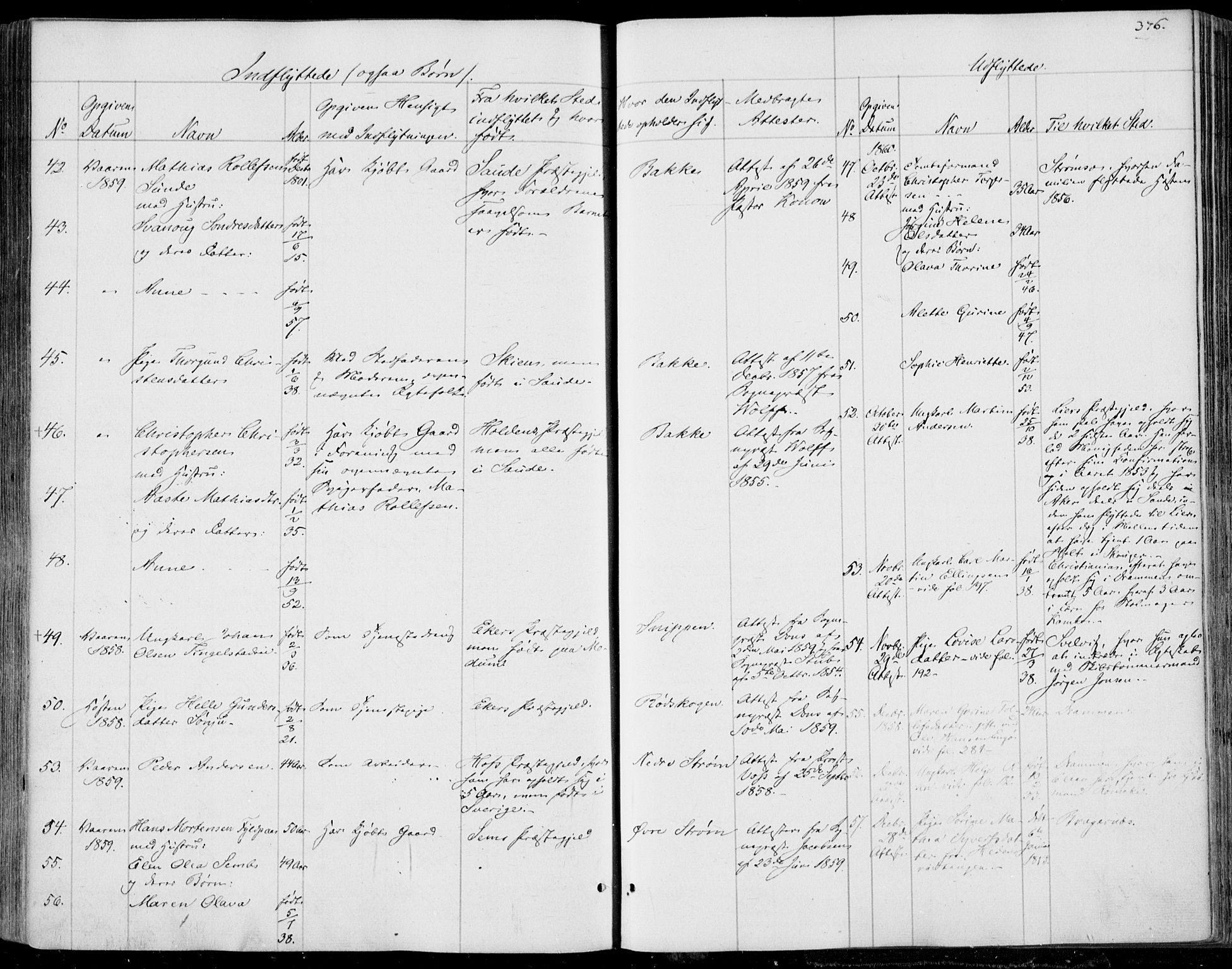 Skoger kirkebøker, AV/SAKO-A-59/F/Fa/L0003: Parish register (official) no. I 3, 1842-1861, p. 376