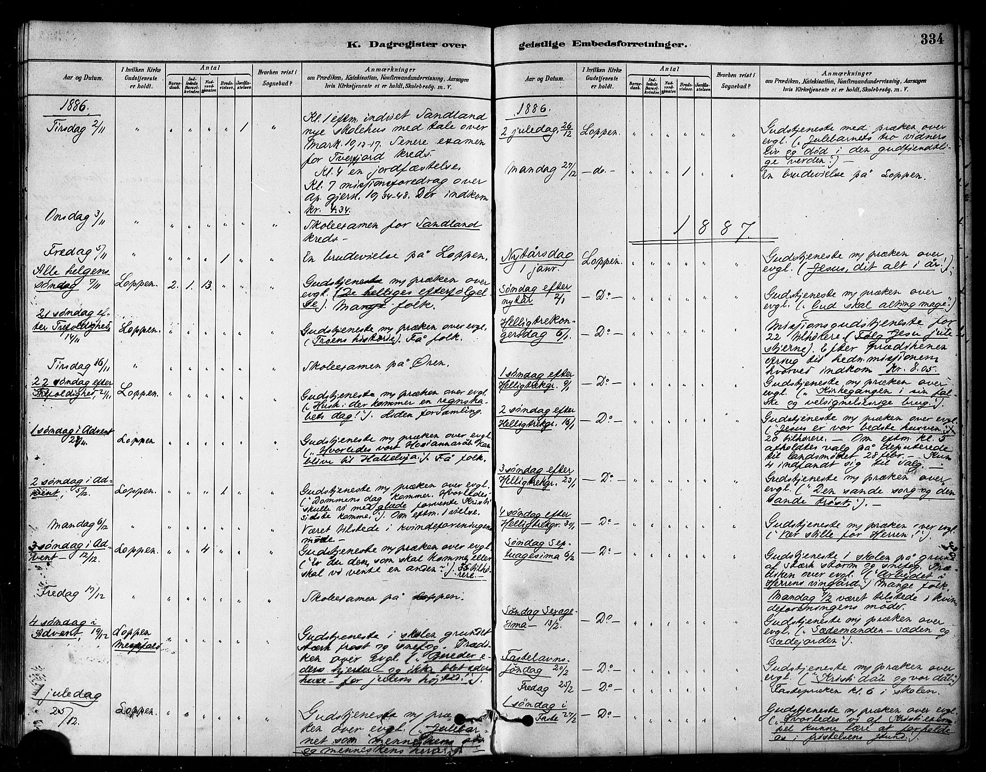 Loppa sokneprestkontor, AV/SATØ-S-1339/H/Ha/L0006kirke: Parish register (official) no. 6, 1879-1895, p. 334