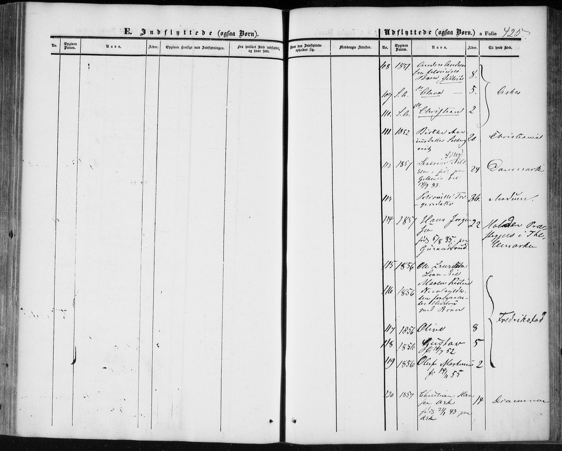 Lier kirkebøker, SAKO/A-230/F/Fa/L0012: Parish register (official) no. I 12, 1854-1864, p. 425