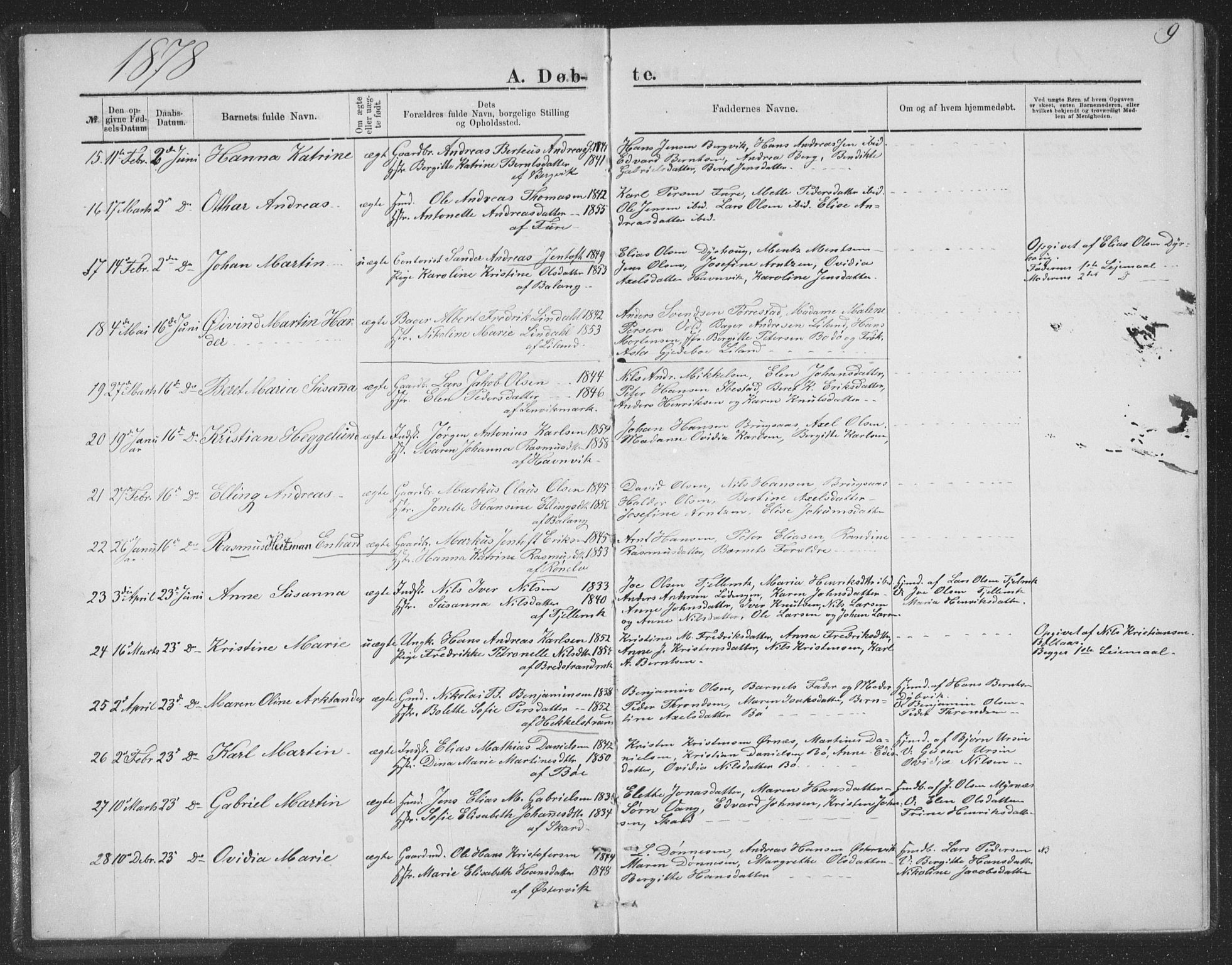 Ministerialprotokoller, klokkerbøker og fødselsregistre - Nordland, AV/SAT-A-1459/863/L0913: Parish register (copy) no. 863C03, 1877-1885, p. 9