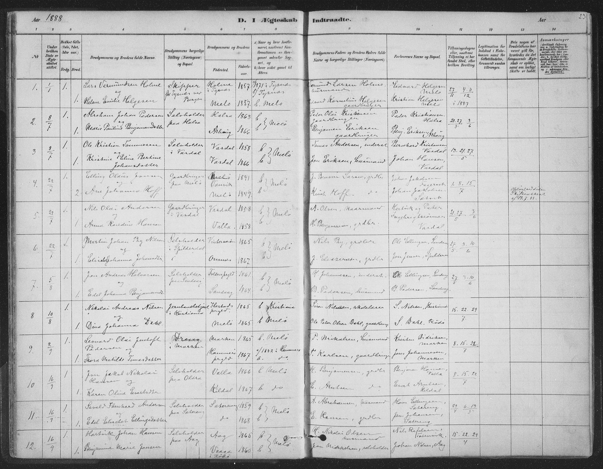 Ministerialprotokoller, klokkerbøker og fødselsregistre - Nordland, AV/SAT-A-1459/843/L0627: Parish register (official) no. 843A02, 1878-1908, p. 23