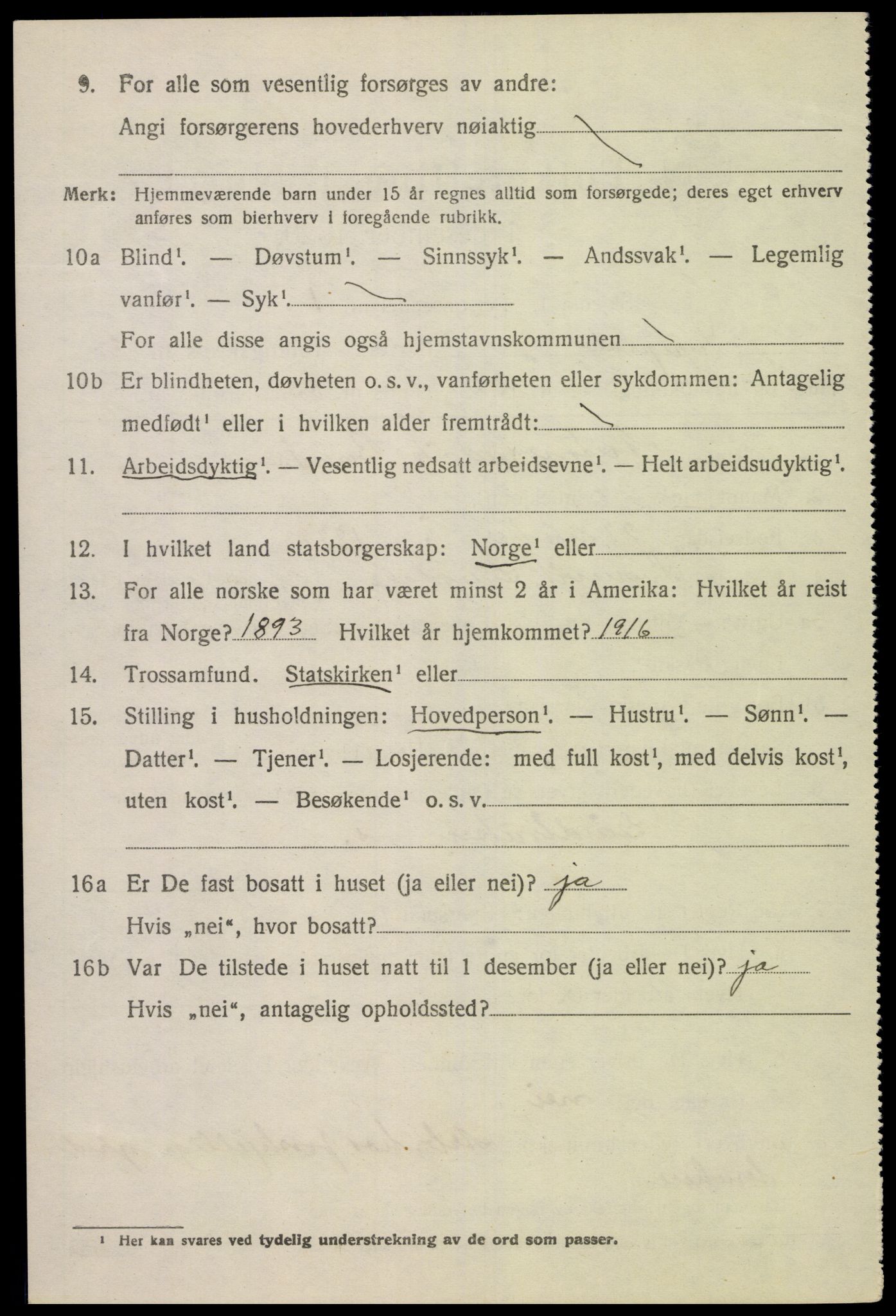 SAK, 1920 census for Lyngdal, 1920, p. 1588