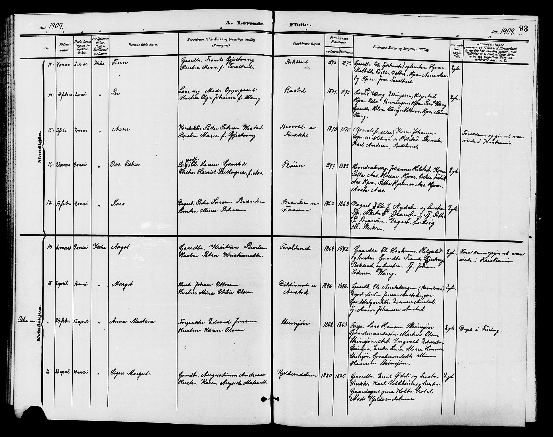 Østre Toten prestekontor, AV/SAH-PREST-104/H/Ha/Hab/L0007: Parish register (copy) no. 7, 1901-1912, p. 93