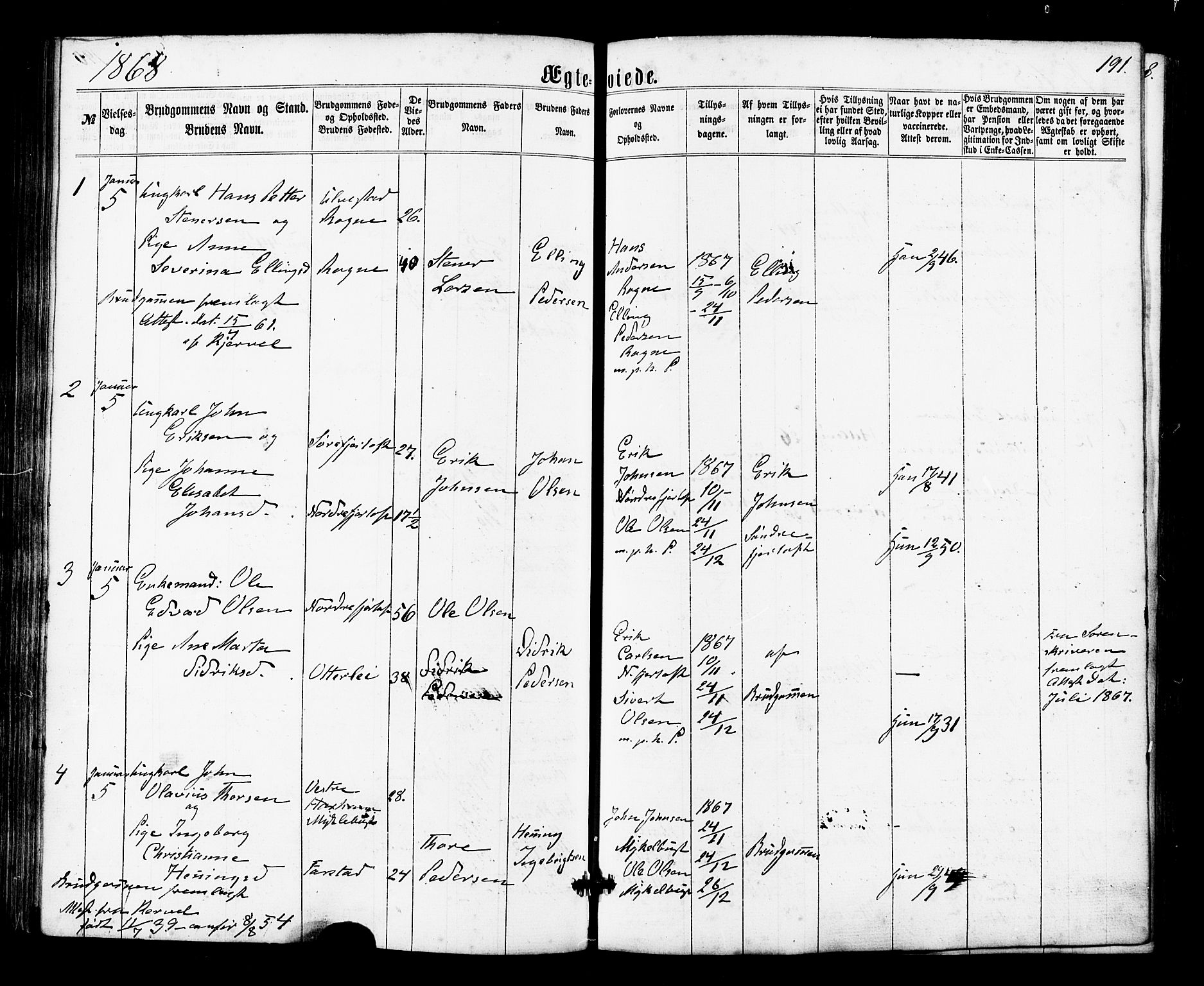 Ministerialprotokoller, klokkerbøker og fødselsregistre - Møre og Romsdal, SAT/A-1454/536/L0498: Parish register (official) no. 536A07, 1862-1875, p. 191