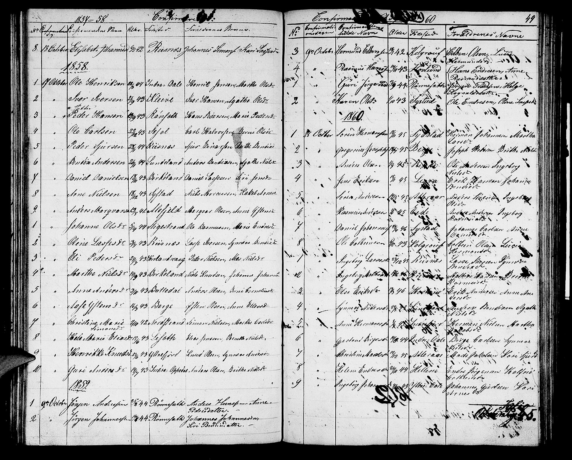 Hyllestad sokneprestembete, AV/SAB-A-80401: Parish register (copy) no. A 1, 1853-1875, p. 44