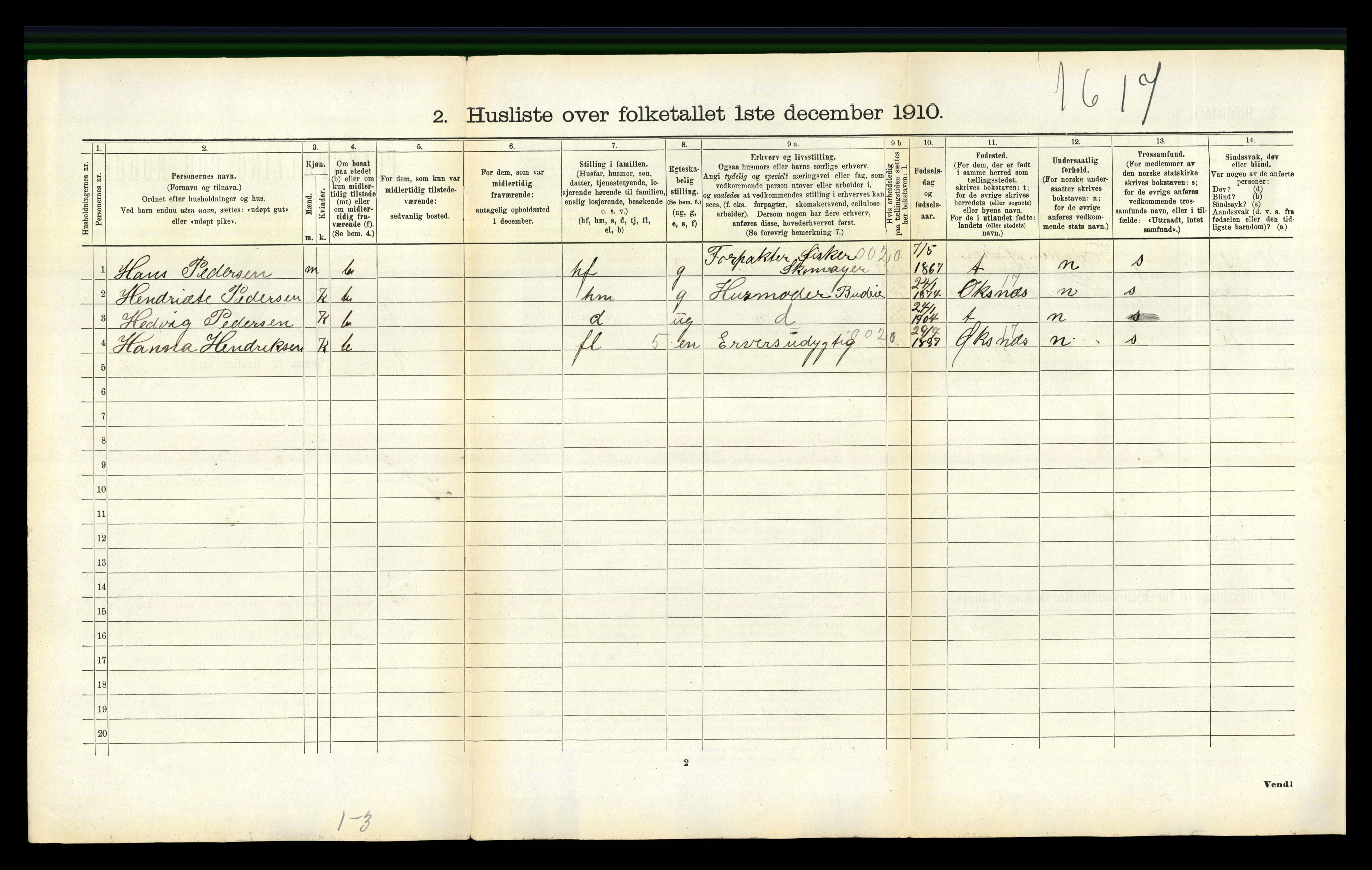 RA, 1910 census for Hadsel, 1910, p. 2372