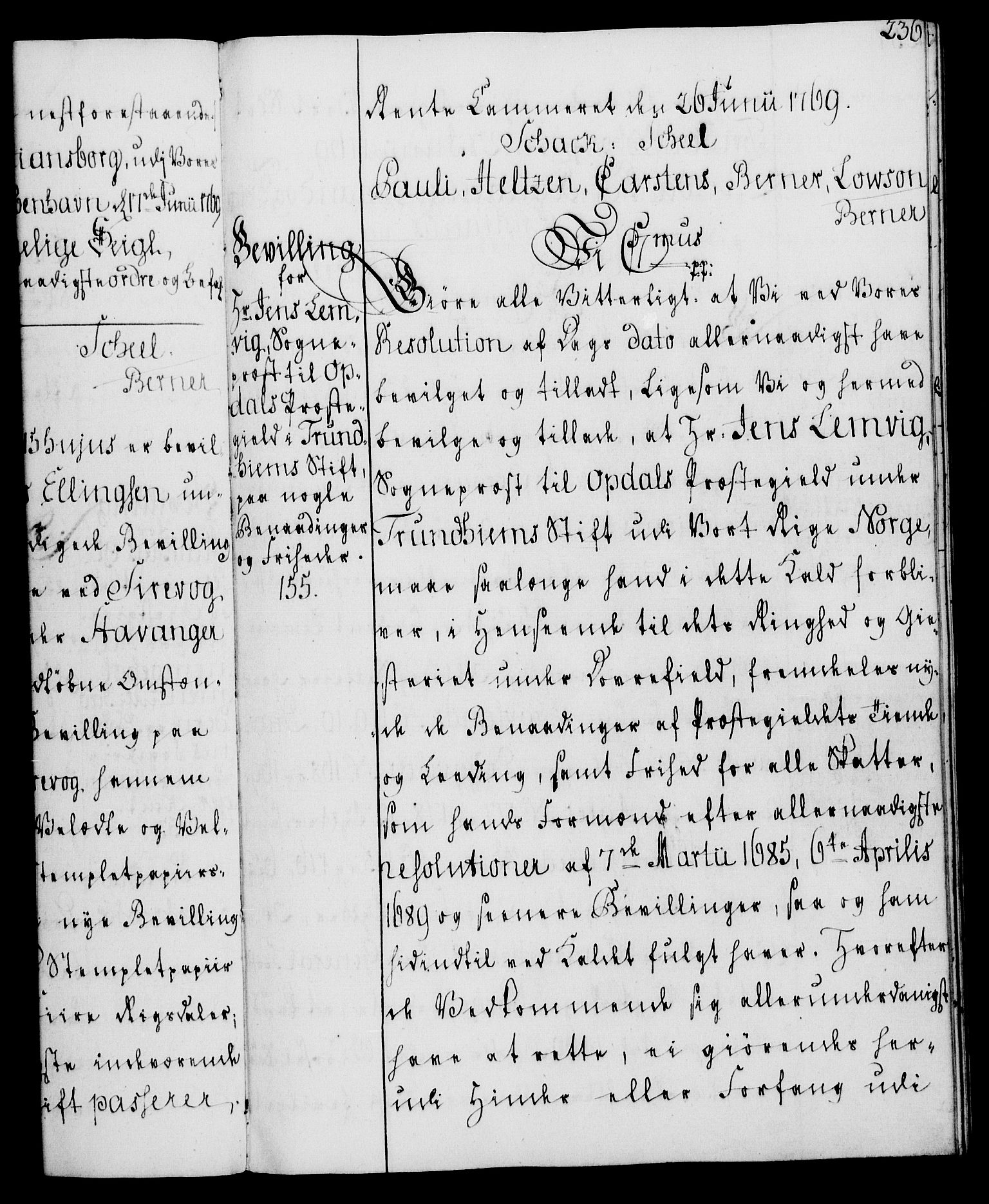 Rentekammeret, Kammerkanselliet, RA/EA-3111/G/Gg/Gga/L0008: Norsk ekspedisjonsprotokoll med register (merket RK 53.8), 1768-1771, p. 236