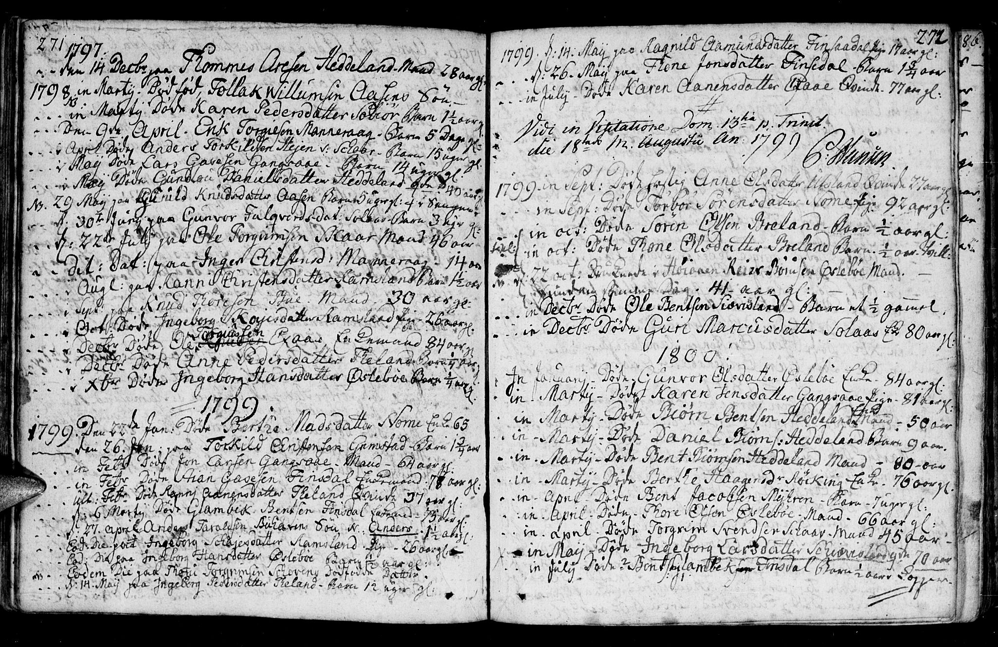 Holum sokneprestkontor, SAK/1111-0022/F/Fa/Fac/L0001: Parish register (official) no. A 1, 1773-1820, p. 271-272