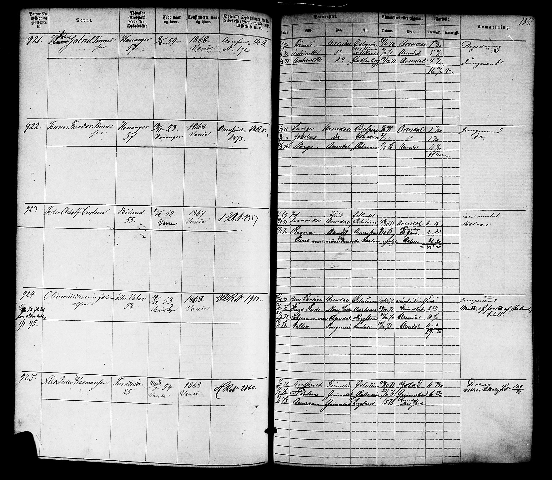 Farsund mønstringskrets, SAK/2031-0017/F/Fa/L0005: Annotasjonsrulle nr 1-1910 med register, Z-2, 1869-1877, p. 214