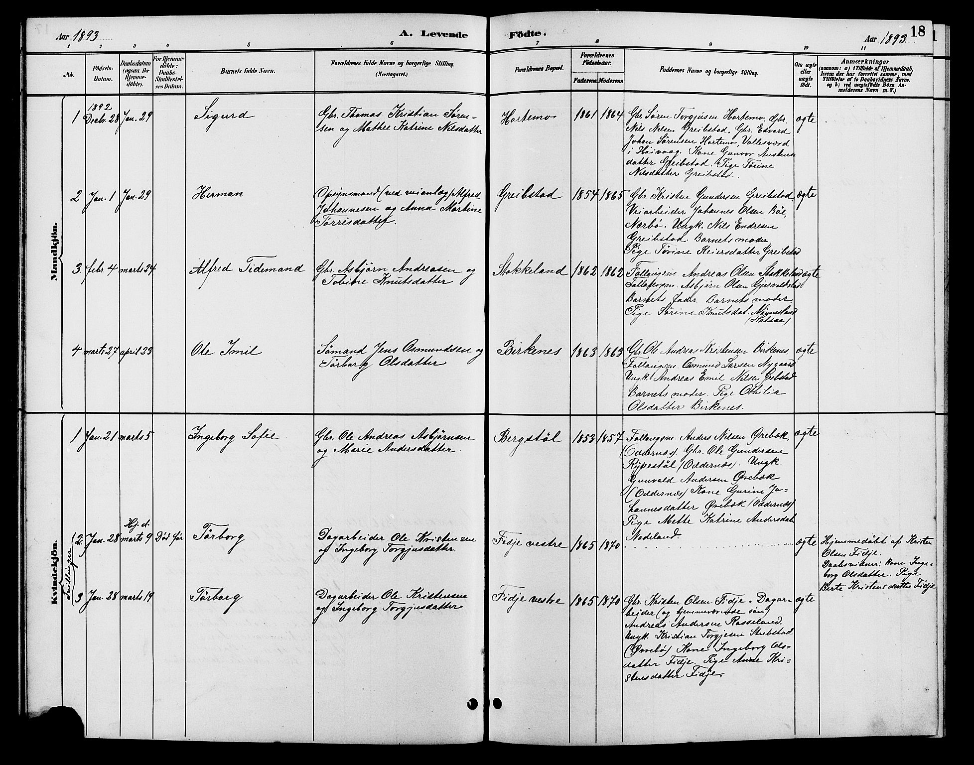 Søgne sokneprestkontor, SAK/1111-0037/F/Fb/Fba/L0004: Parish register (copy) no. B 4, 1888-1903, p. 18