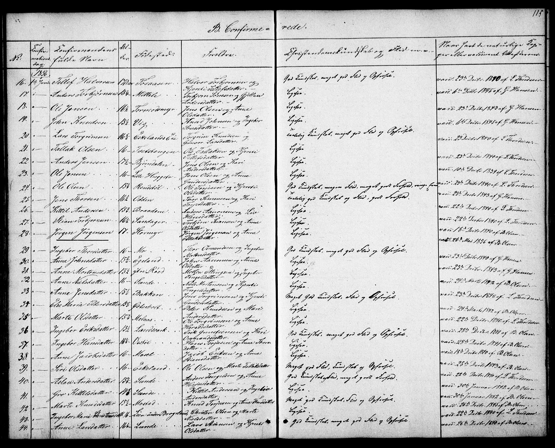 Gjerstad sokneprestkontor, SAK/1111-0014/F/Fa/Faa/L0006: Parish register (official) no. A 6, 1841-1857, p. 115