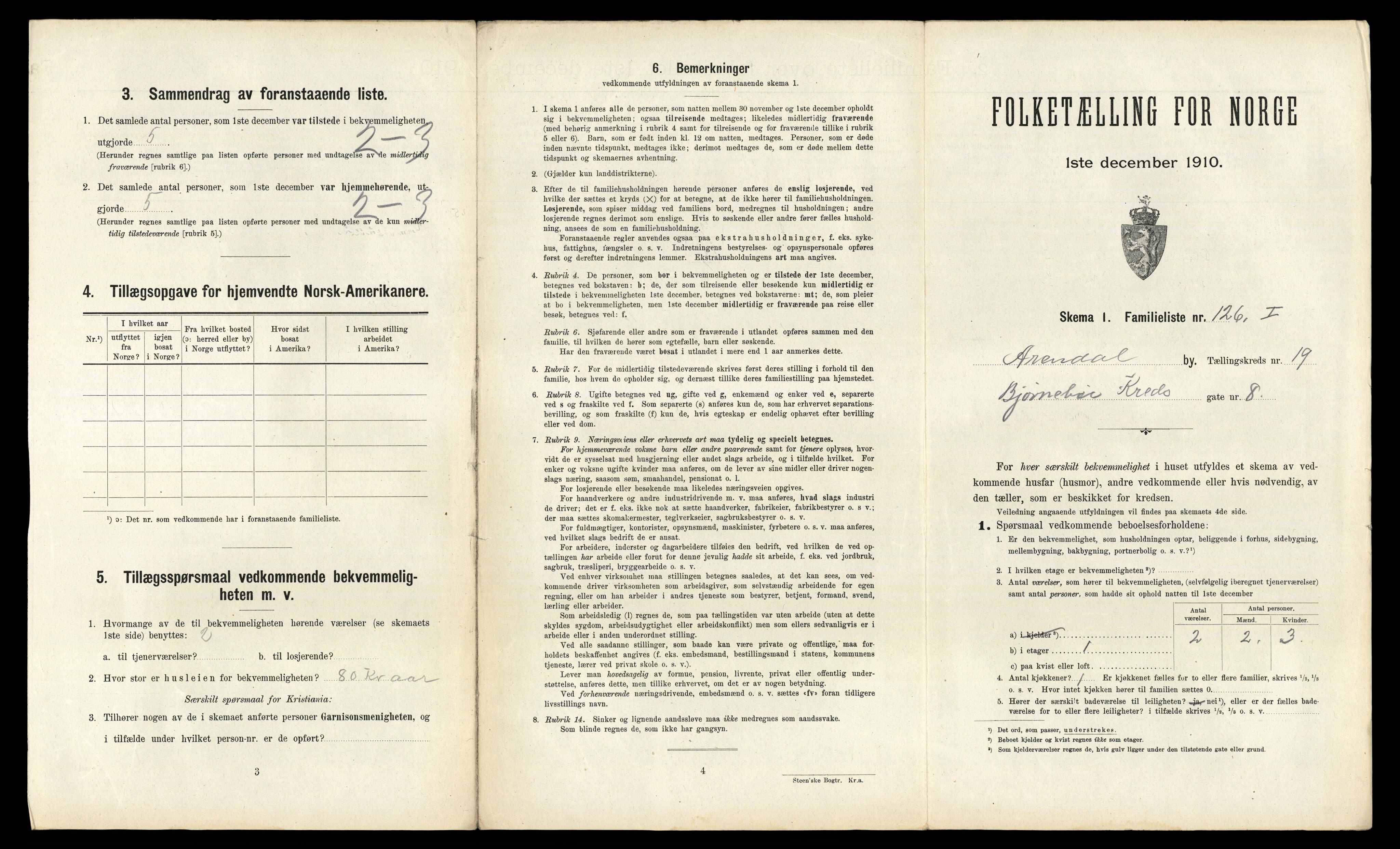 RA, 1910 census for Arendal, 1910, p. 7935