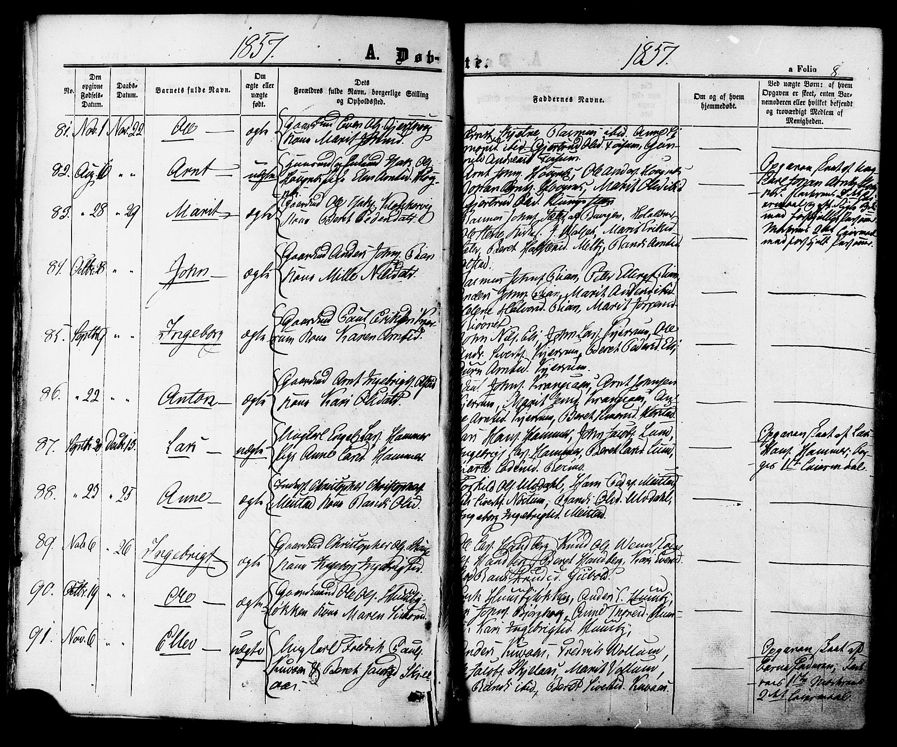 Ministerialprotokoller, klokkerbøker og fødselsregistre - Sør-Trøndelag, SAT/A-1456/665/L0772: Parish register (official) no. 665A07, 1856-1878, p. 8