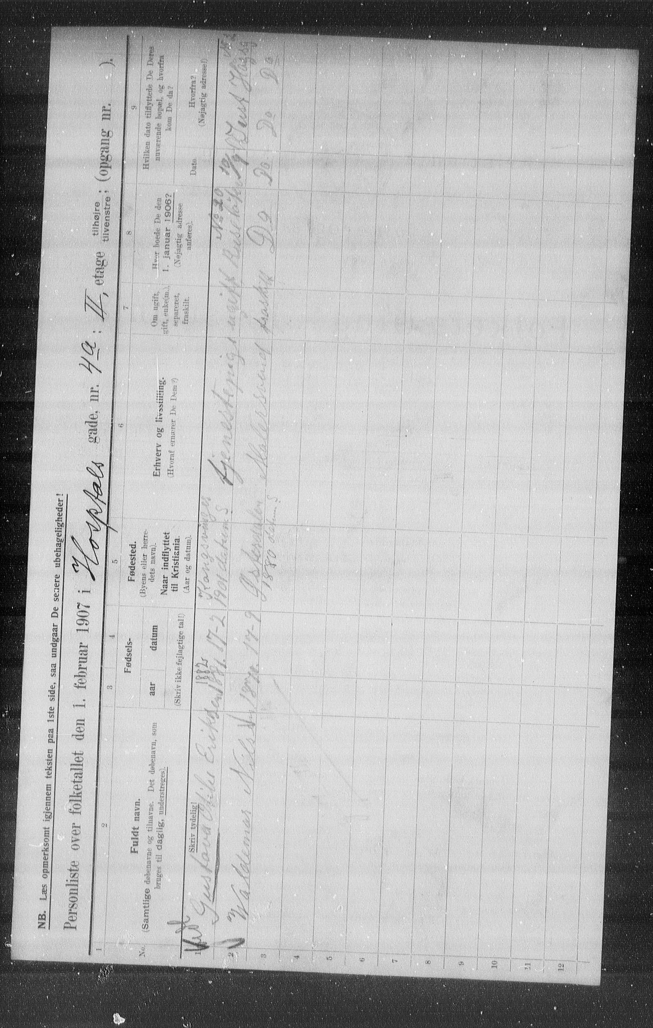 OBA, Municipal Census 1907 for Kristiania, 1907, p. 21274