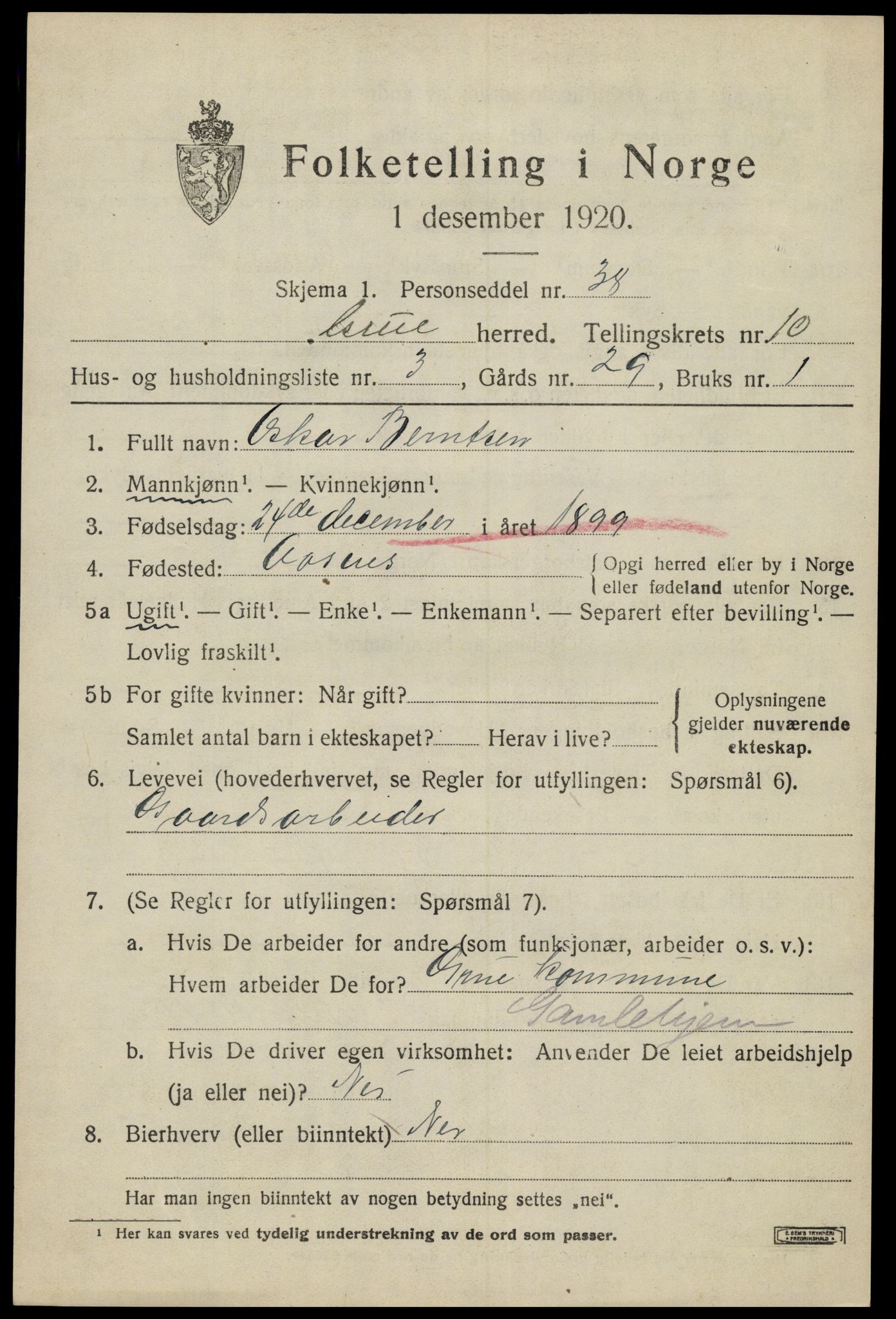 SAH, 1920 census for Grue, 1920, p. 8395