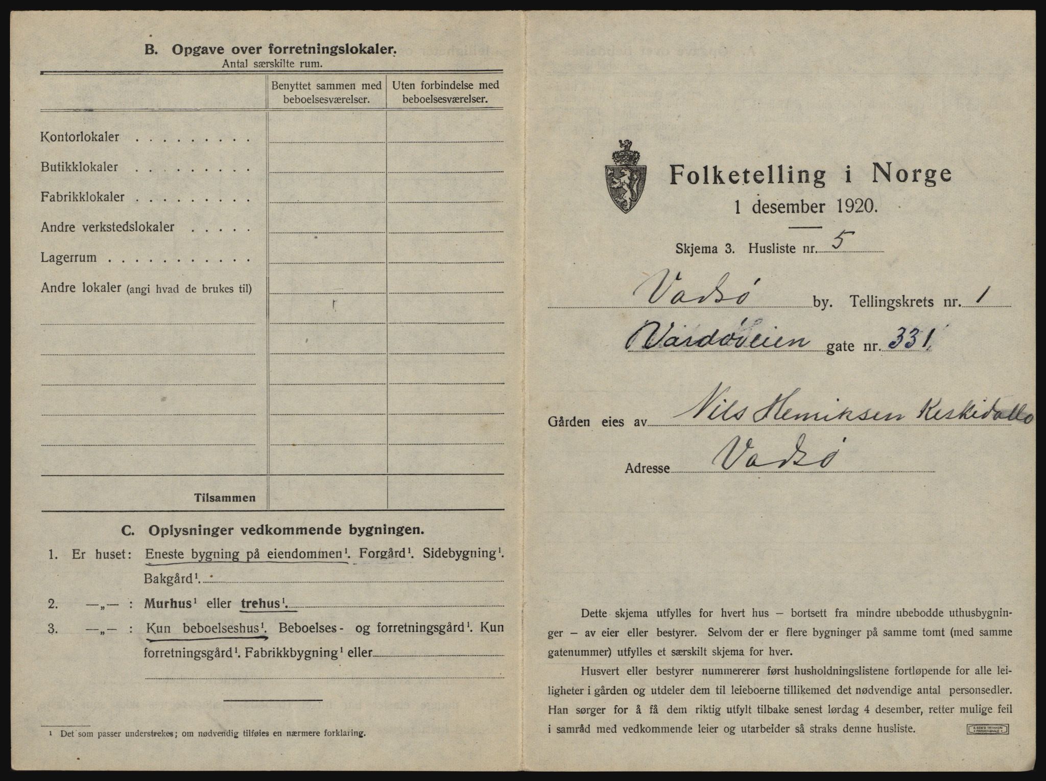 SATØ, 1920 census for Vadsø, 1920, p. 28