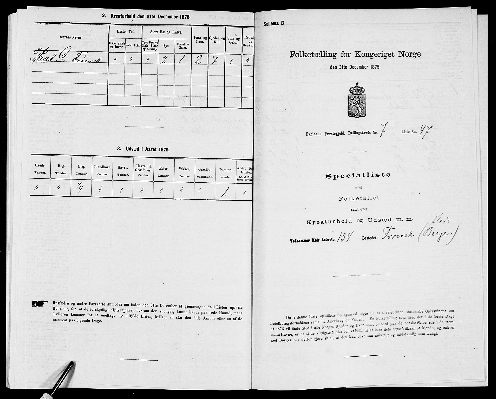 SAK, 1875 census for 0938P Bygland, 1875, p. 682