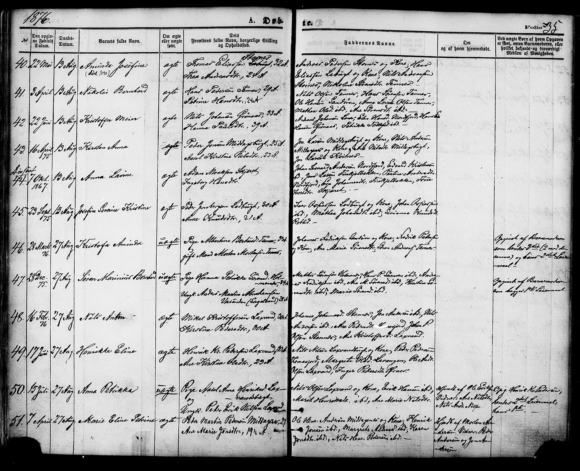 Balsfjord sokneprestembete, AV/SATØ-S-1303/G/Gaa/L0004kirke: Parish register (official) no. 4, 1871-1883, p. 35