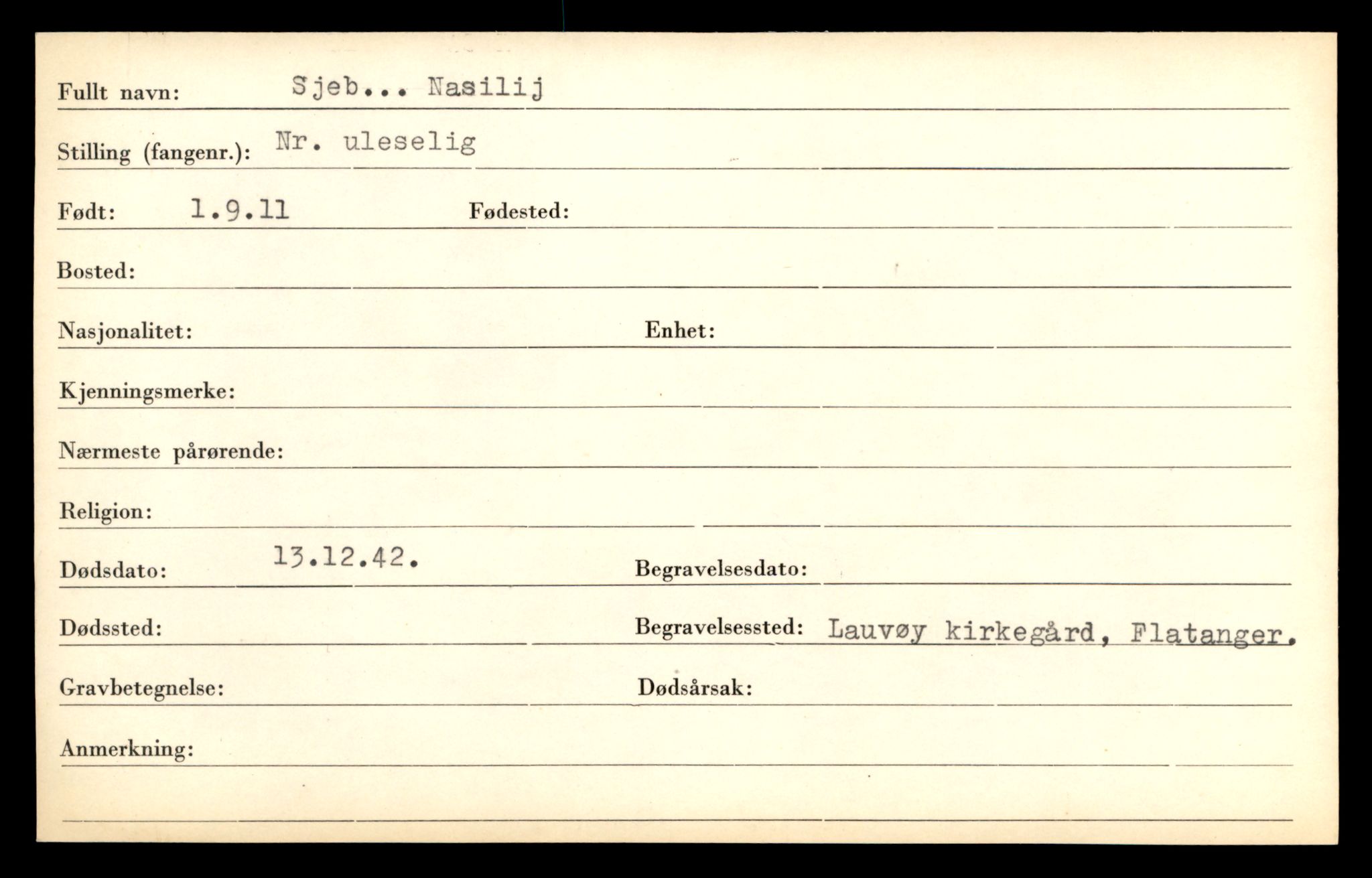 Distriktskontoret for krigsgraver, AV/SAT-A-5030/E/L0005: Kasett/kartotek over falne Britiske og tyske solater, samt andre nasjoners krigsgraver, 1945, p. 523