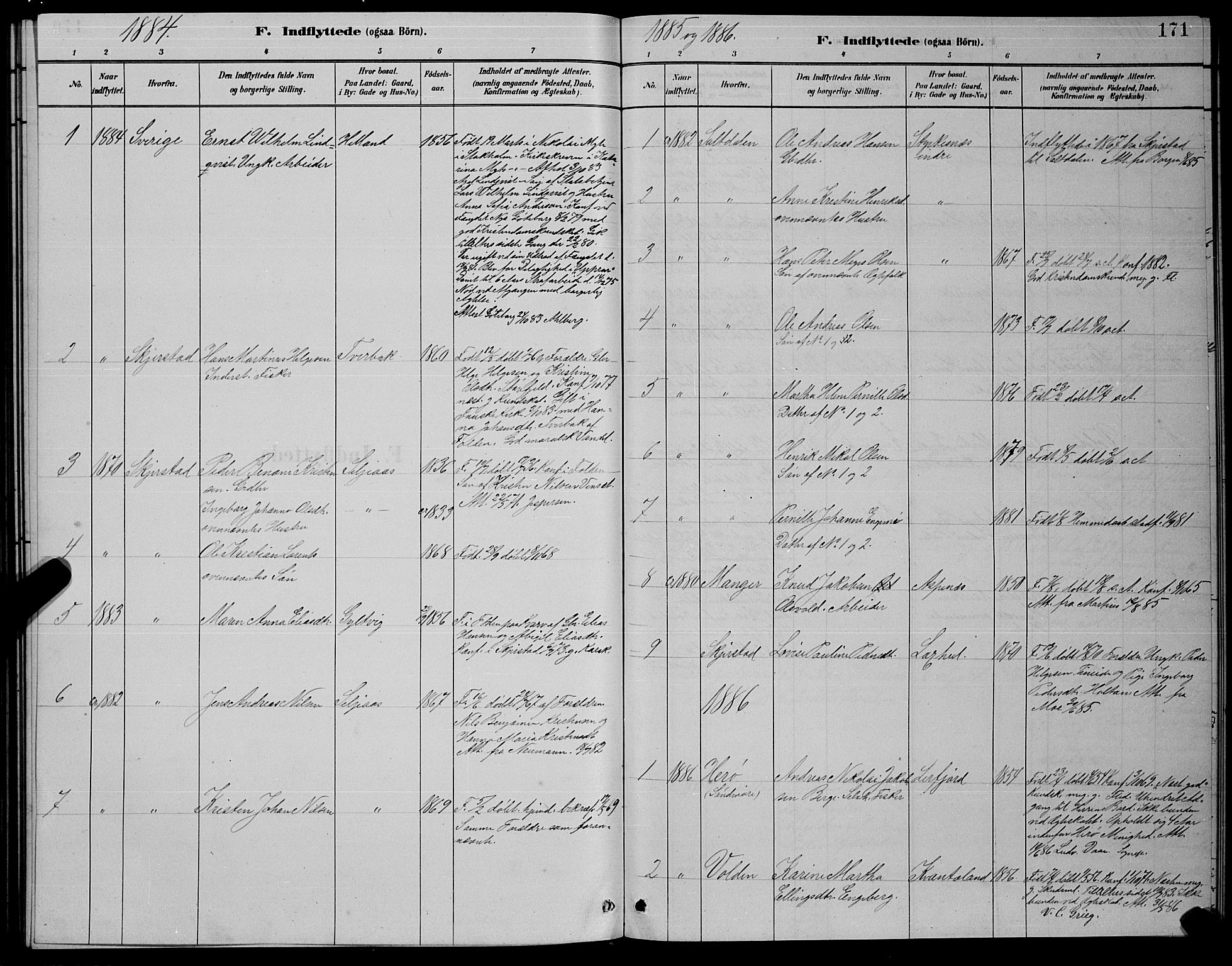 Ministerialprotokoller, klokkerbøker og fødselsregistre - Nordland, AV/SAT-A-1459/854/L0785: Parish register (copy) no. 854C01, 1883-1891, p. 171