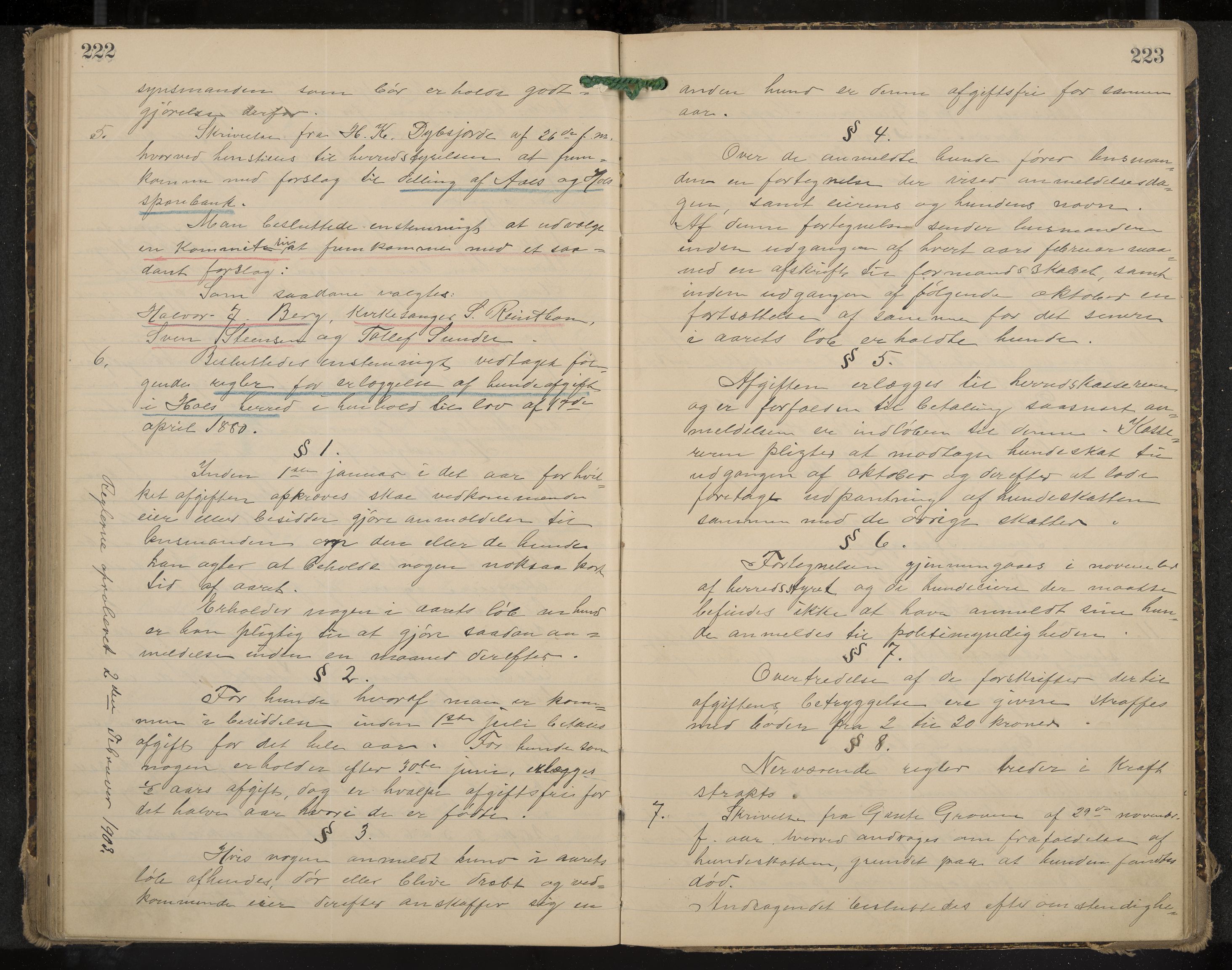 Hol formannskap og sentraladministrasjon, IKAK/0620021-1/A/L0003: Møtebok, 1897-1904, p. 222-223