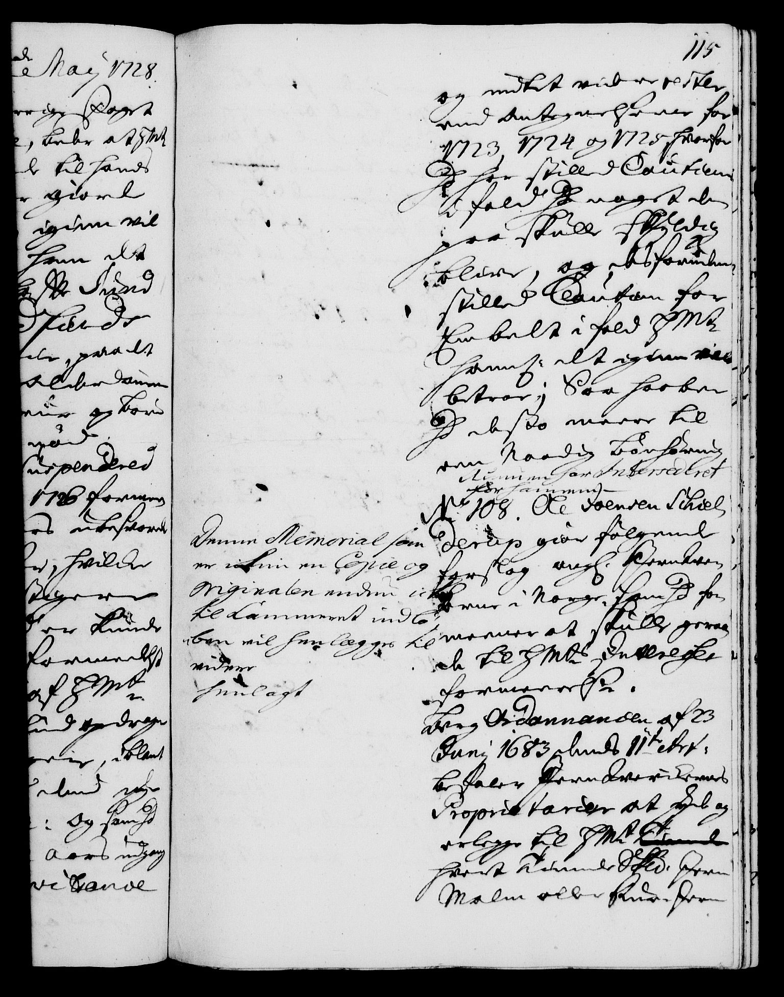 Rentekammeret, Kammerkanselliet, AV/RA-EA-3111/G/Gh/Gha/L0010: Norsk ekstraktmemorialprotokoll (merket RK 53.55), 1728, p. 115