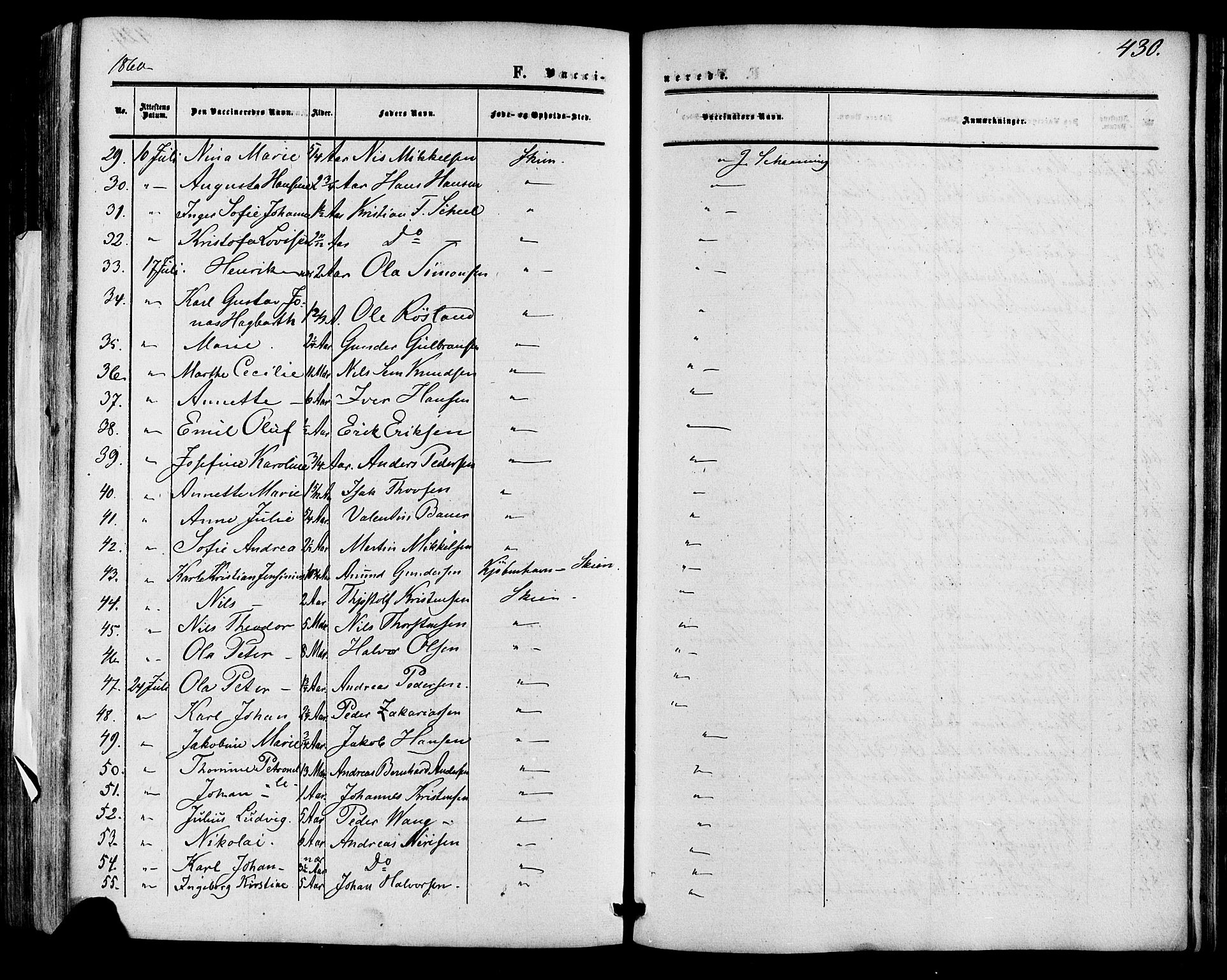 Skien kirkebøker, SAKO/A-302/F/Fa/L0007: Parish register (official) no. 7, 1856-1865, p. 430